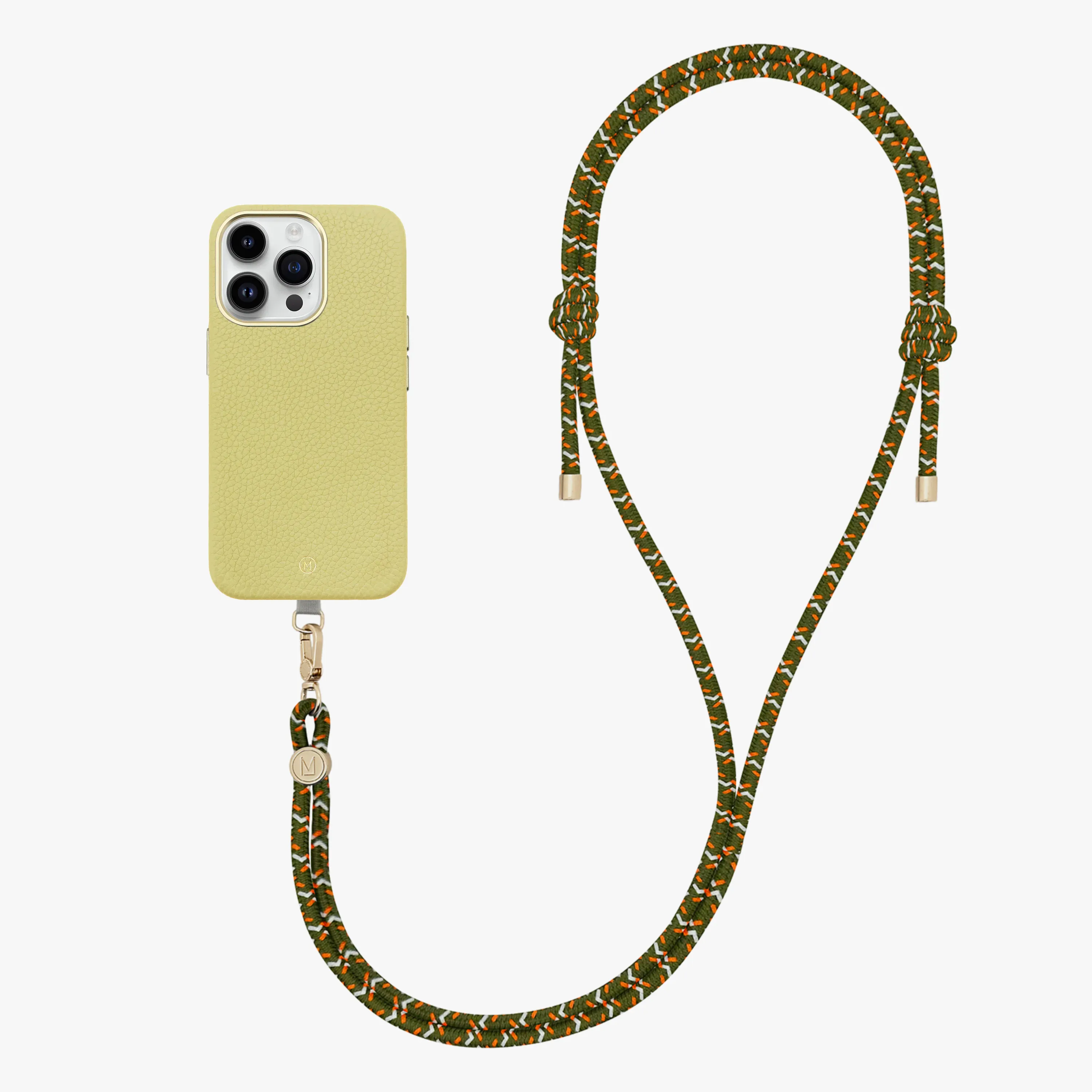 iPhone 16 Pro Max Leather MagSafe Case with Crossbody Rope Strap