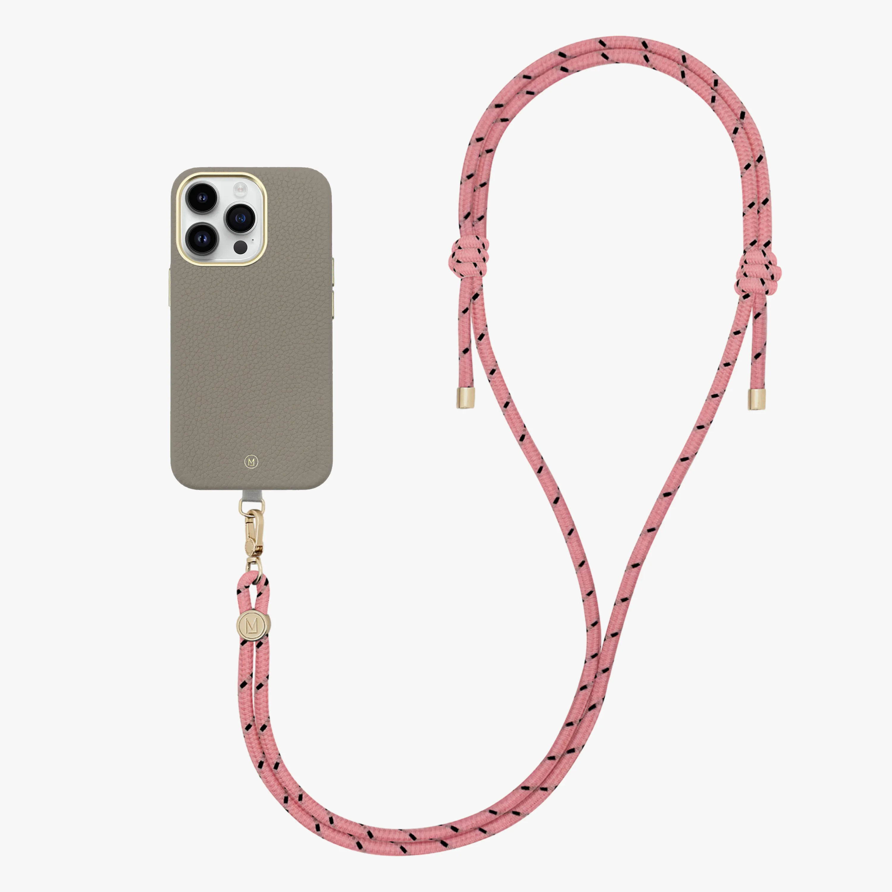 iPhone 16 Pro Max Leather MagSafe Case with Crossbody Rope Strap