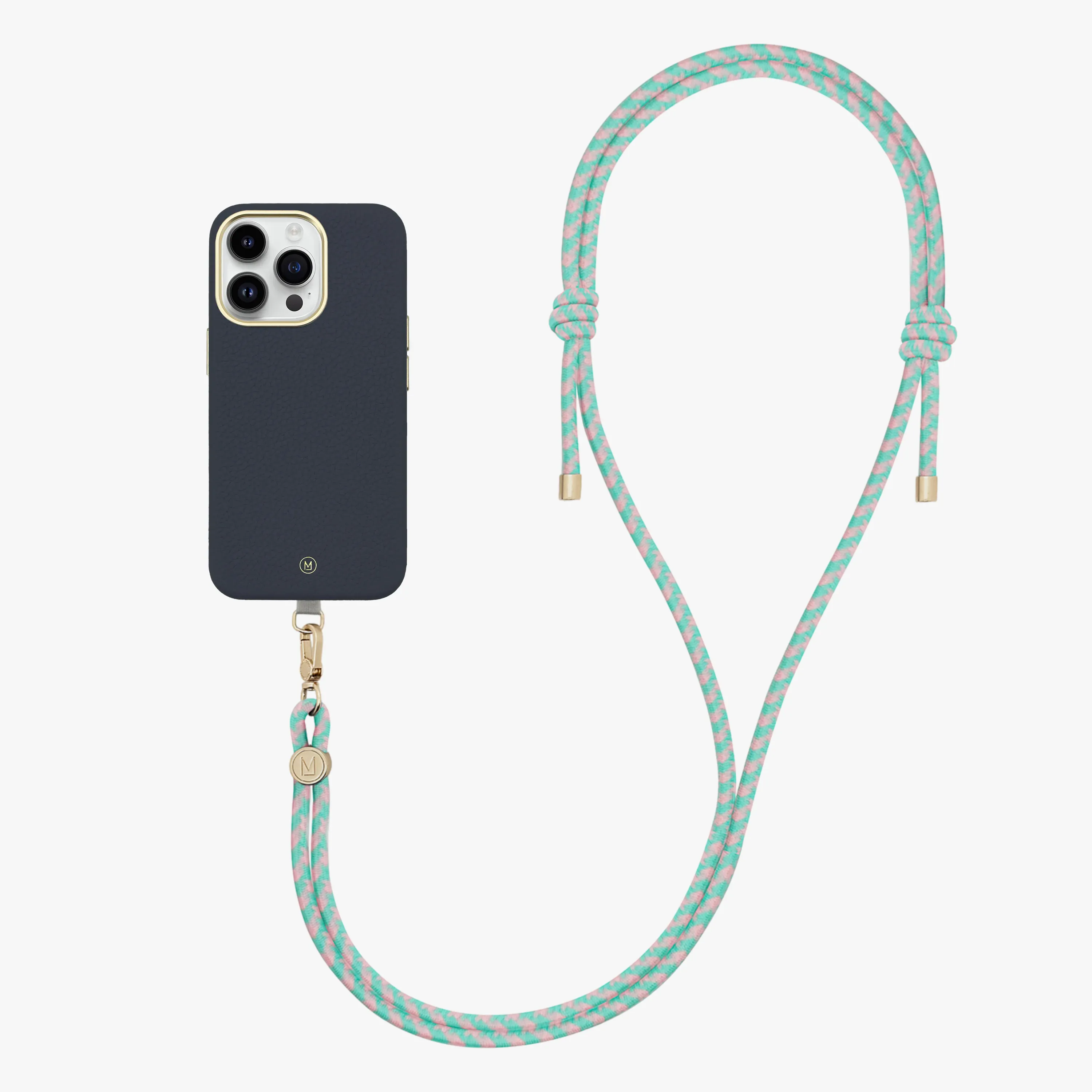 iPhone 16 Pro Max Leather MagSafe Case with Crossbody Rope Strap