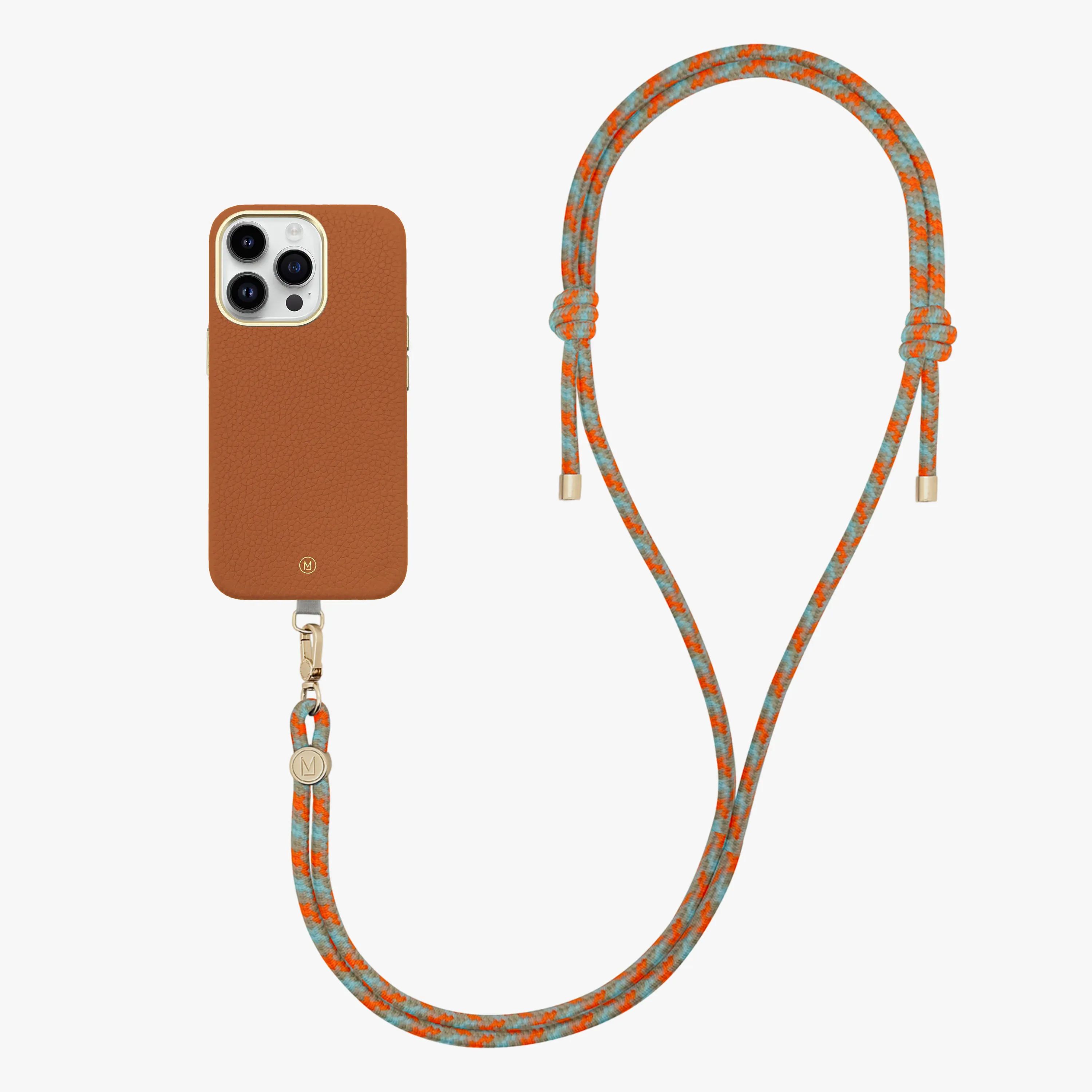 iPhone 16 Pro Max Leather MagSafe Case with Crossbody Rope Strap