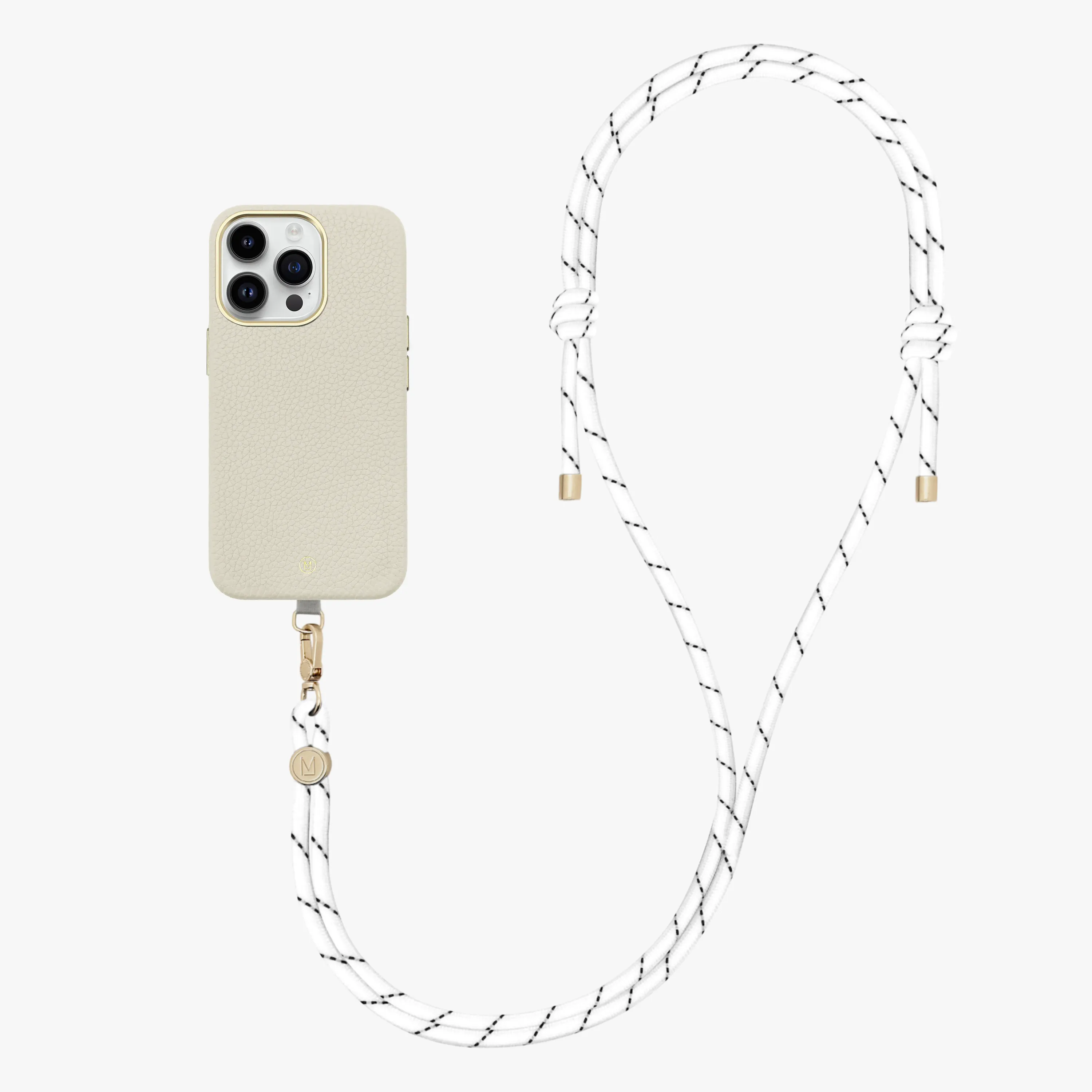 iPhone 16 Pro Max Leather MagSafe Case with Crossbody Rope Strap