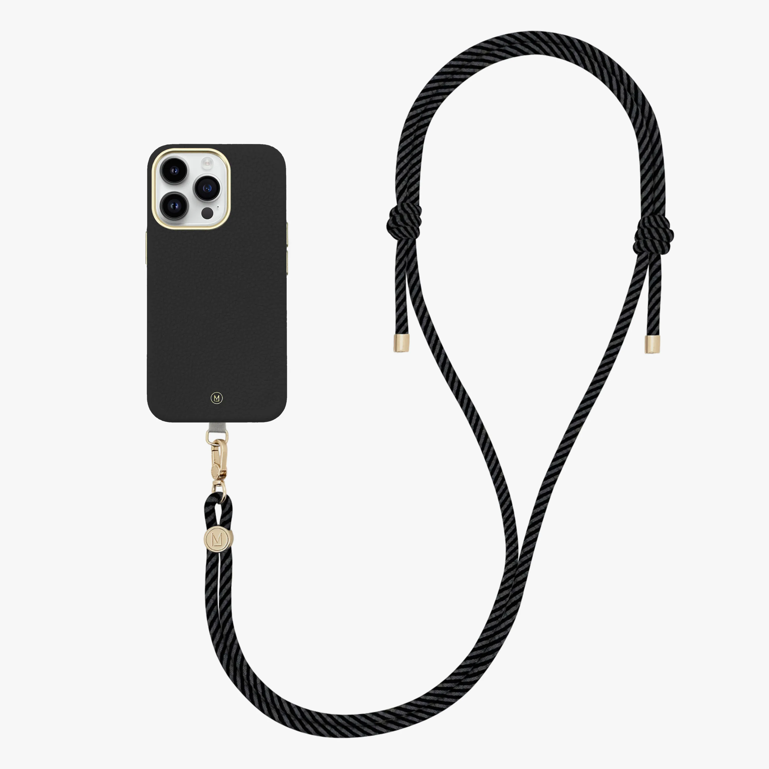 iPhone 16 Pro Max Leather MagSafe Case with Crossbody Rope Strap
