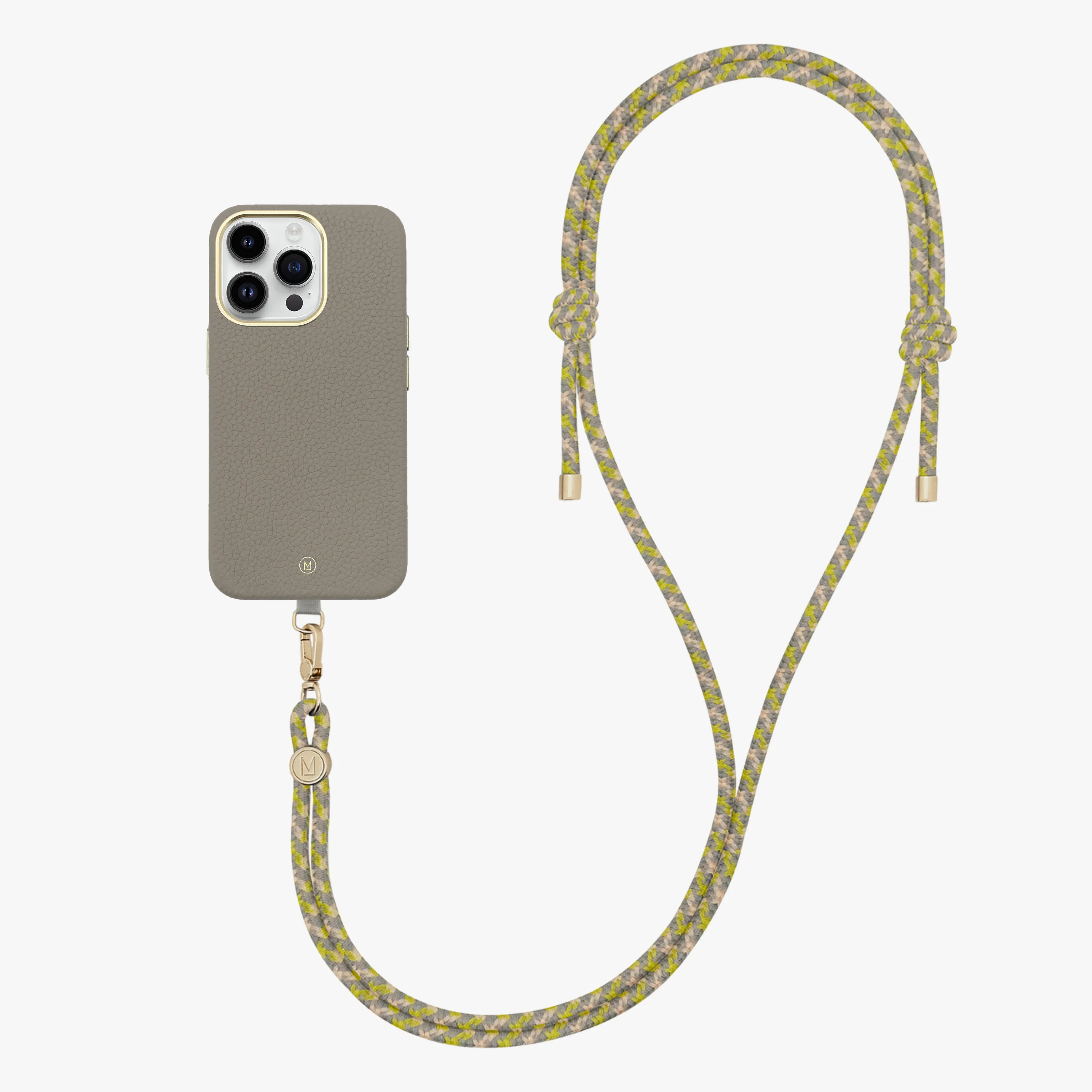 iPhone 16 Pro Max Leather MagSafe Case with Crossbody Rope Strap