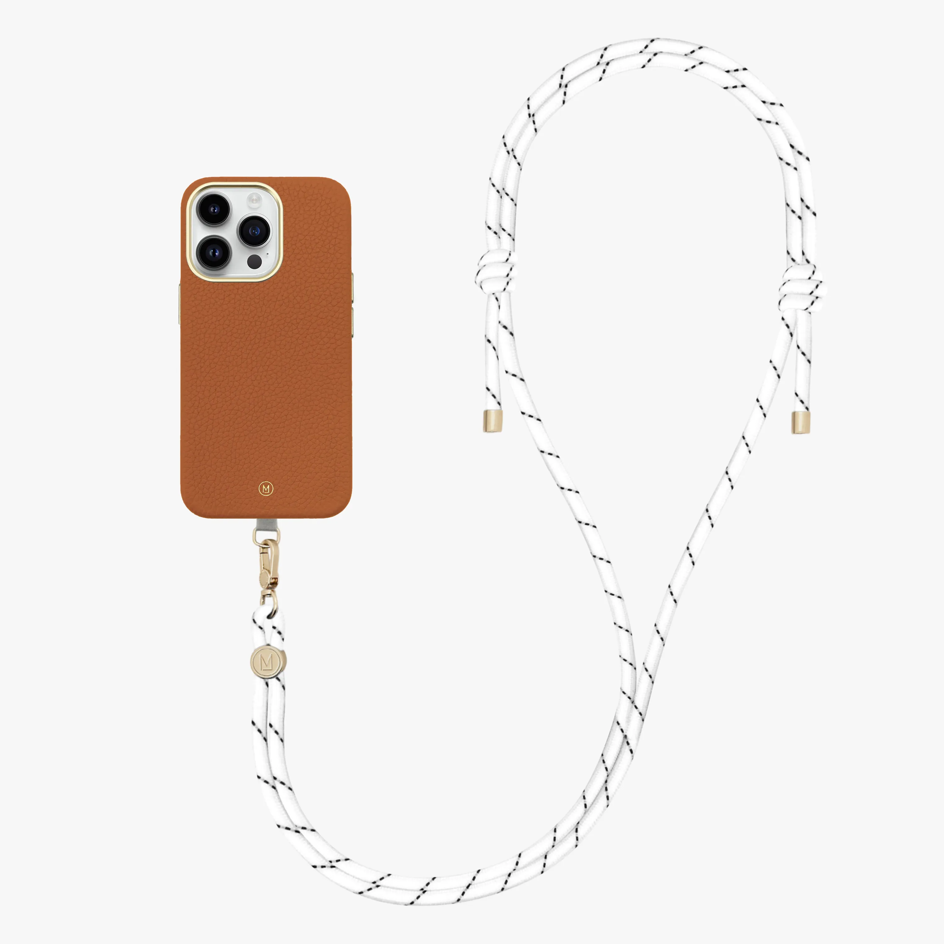 iPhone 16 Pro Max Leather MagSafe Case with Crossbody Rope Strap