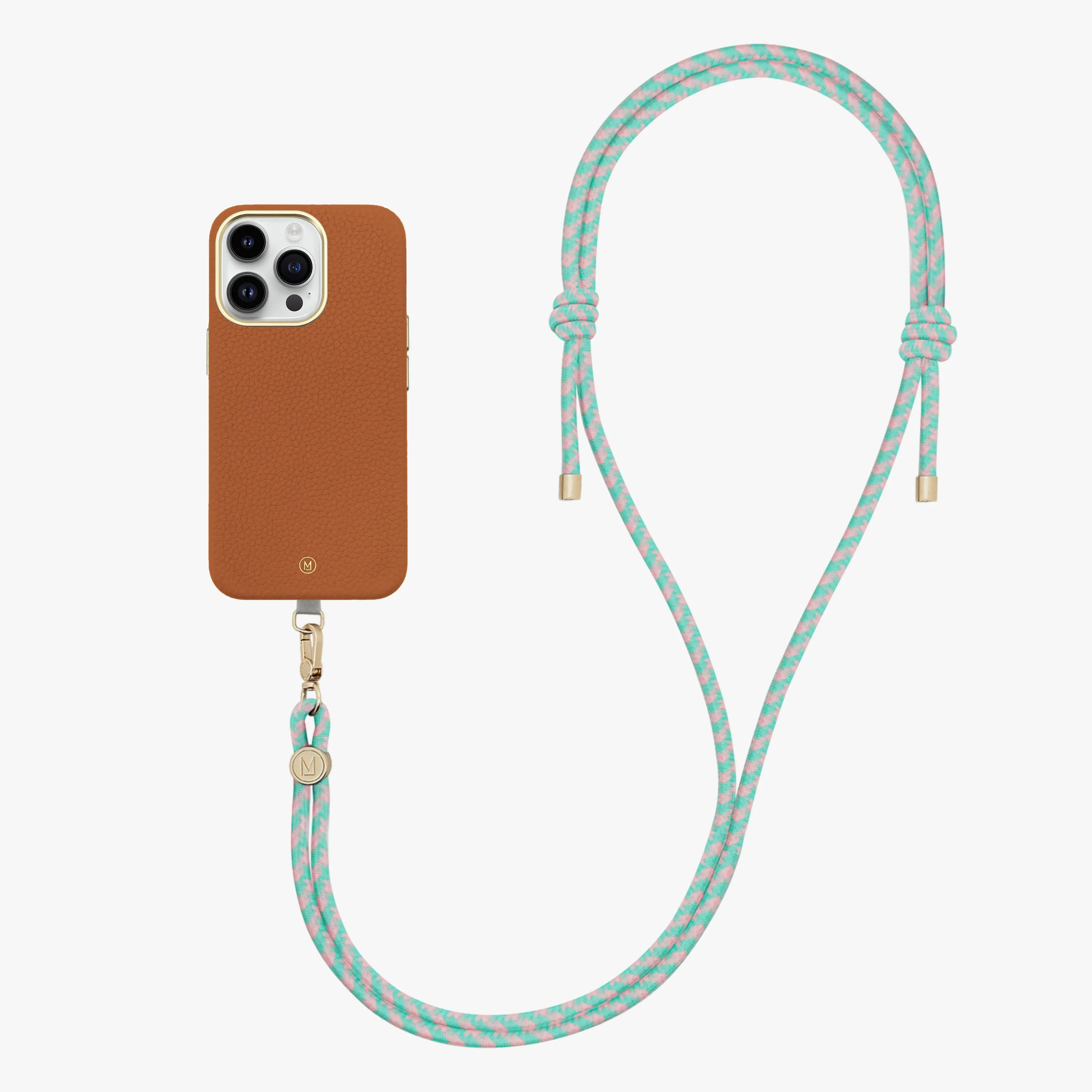 iPhone 16 Pro Max Leather MagSafe Case with Crossbody Rope Strap