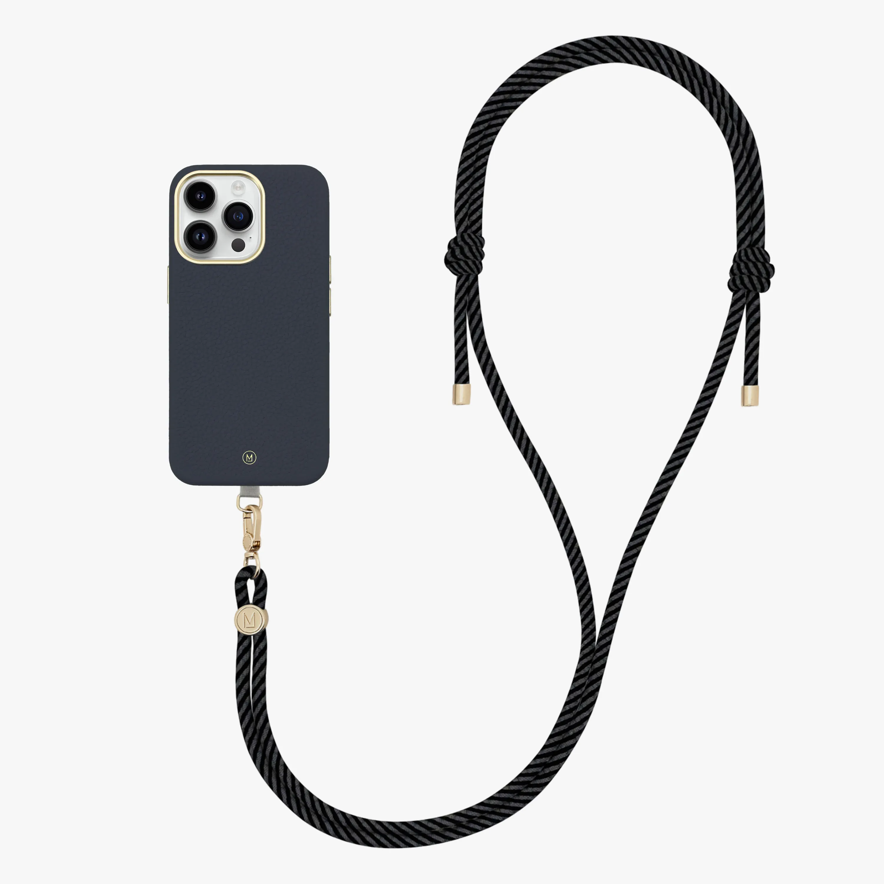 iPhone 16 Pro Max Leather MagSafe Case with Crossbody Rope Strap