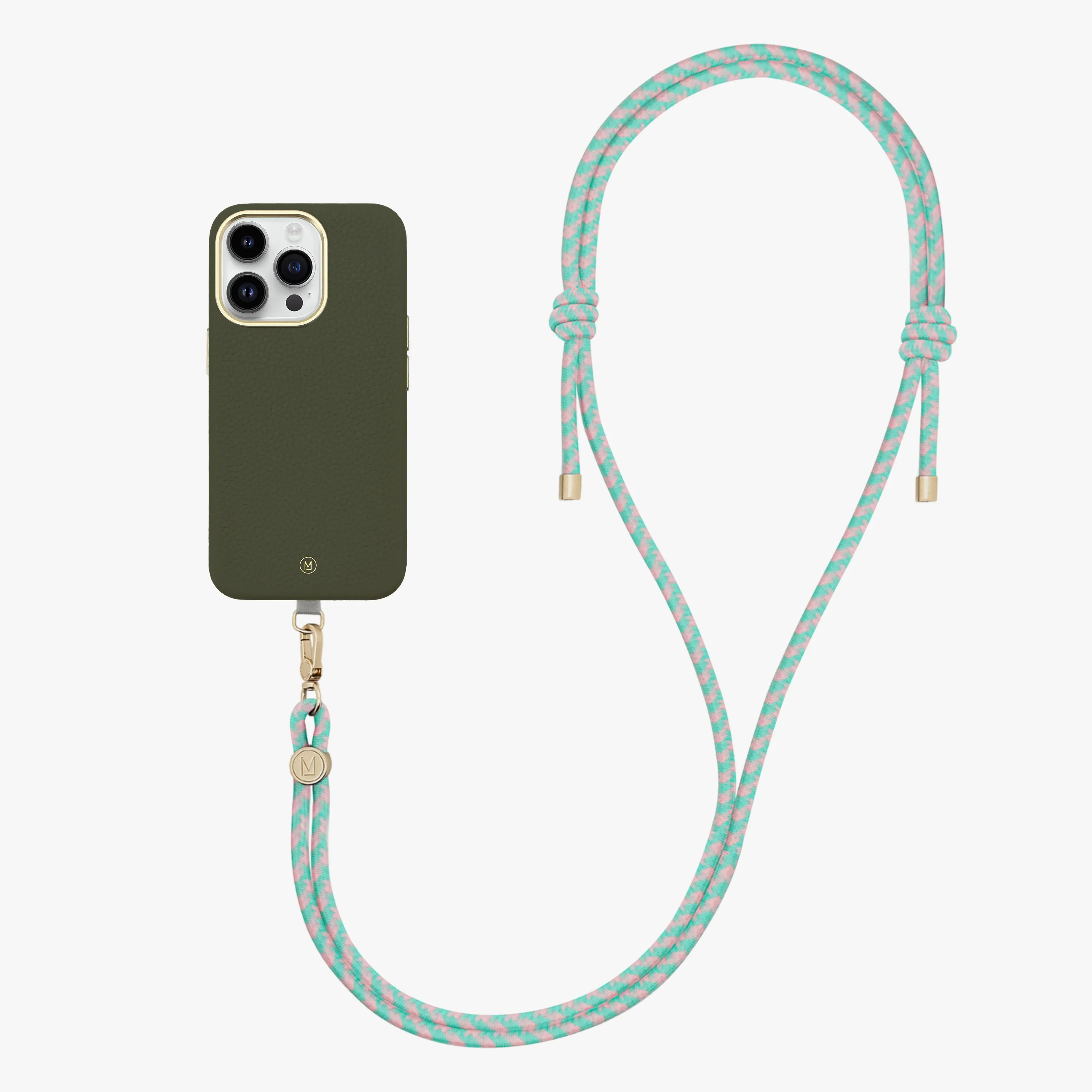 iPhone 16 Pro Max Leather MagSafe Case with Crossbody Rope Strap