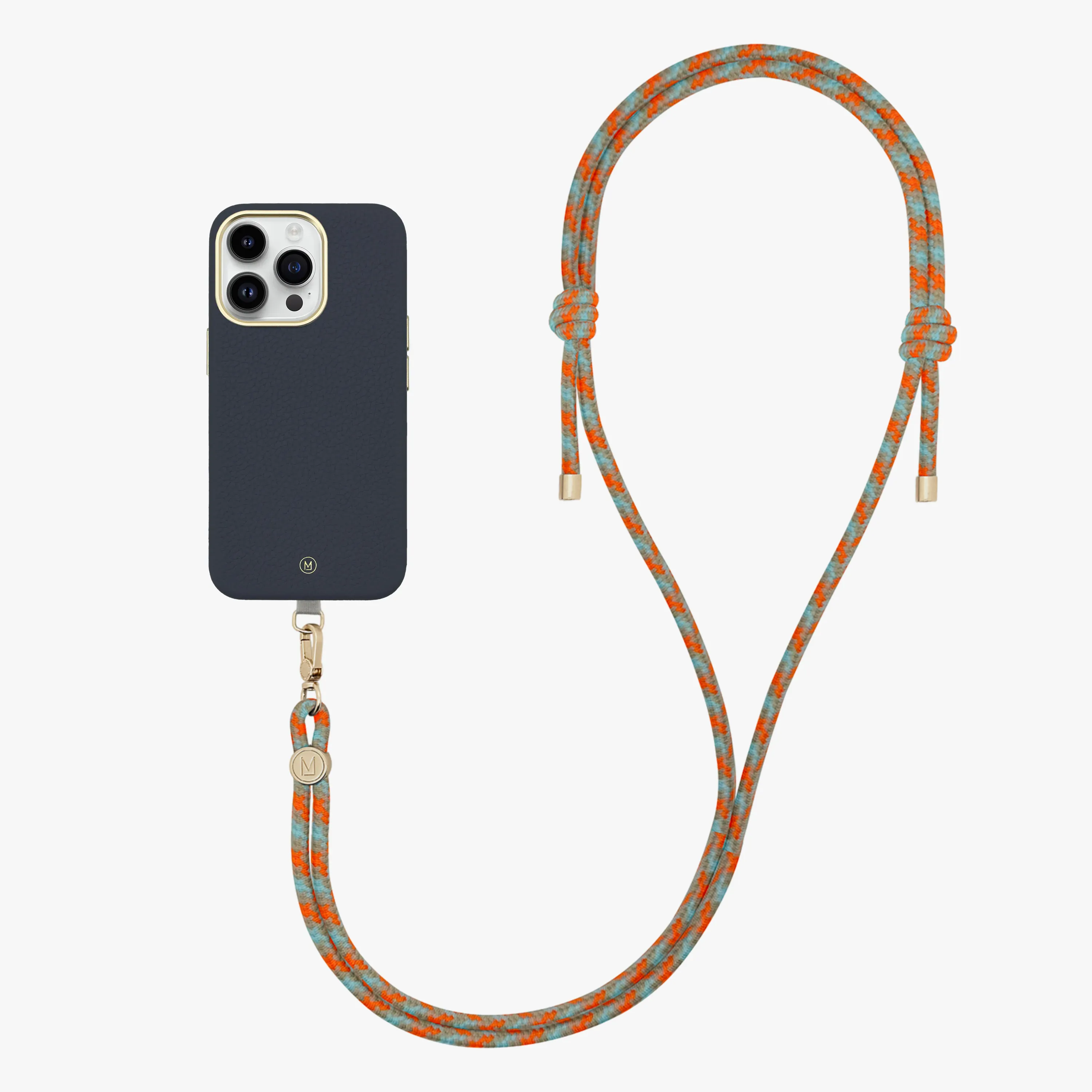 iPhone 16 Pro Max Leather MagSafe Case with Crossbody Rope Strap