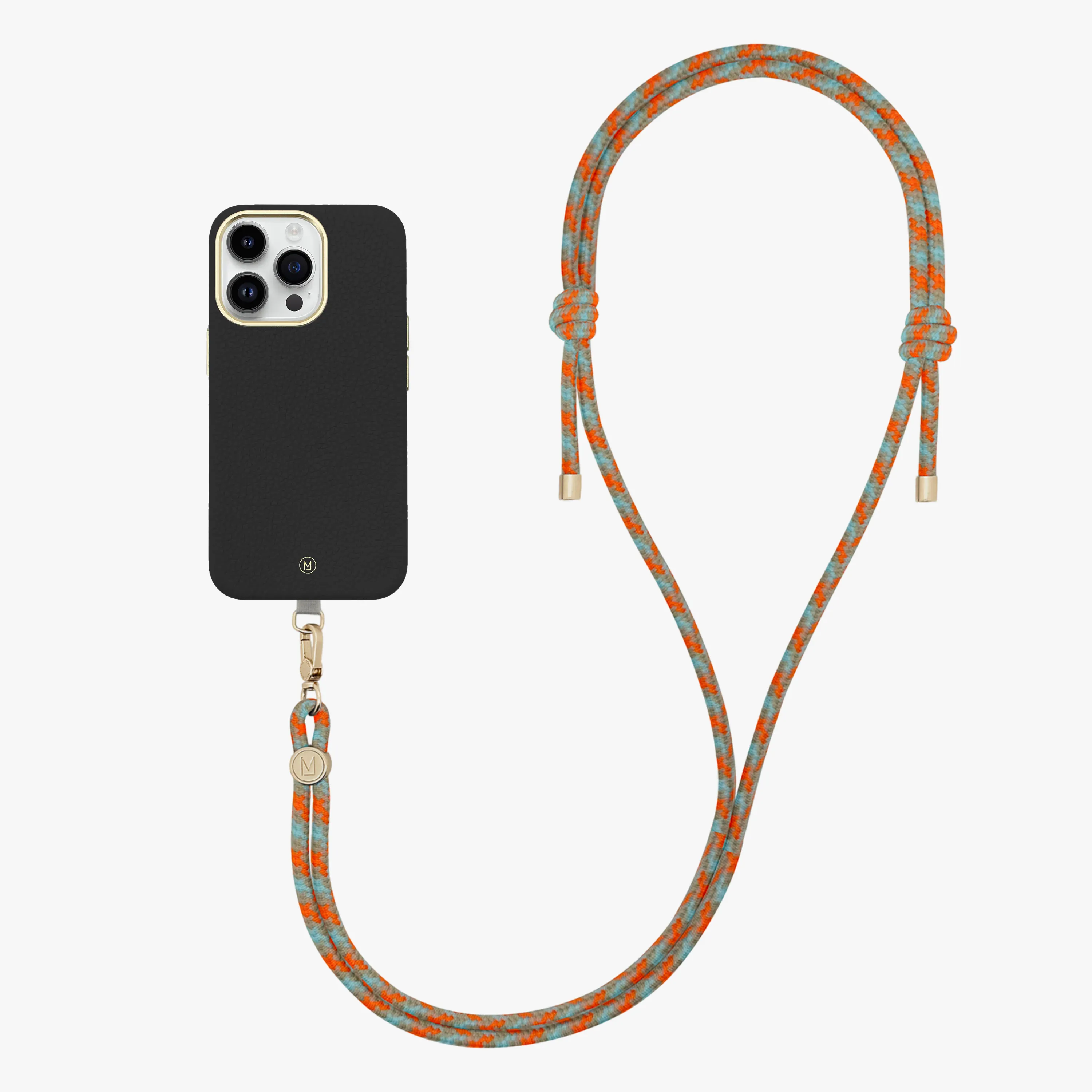 iPhone 16 Pro Max Leather MagSafe Case with Crossbody Rope Strap