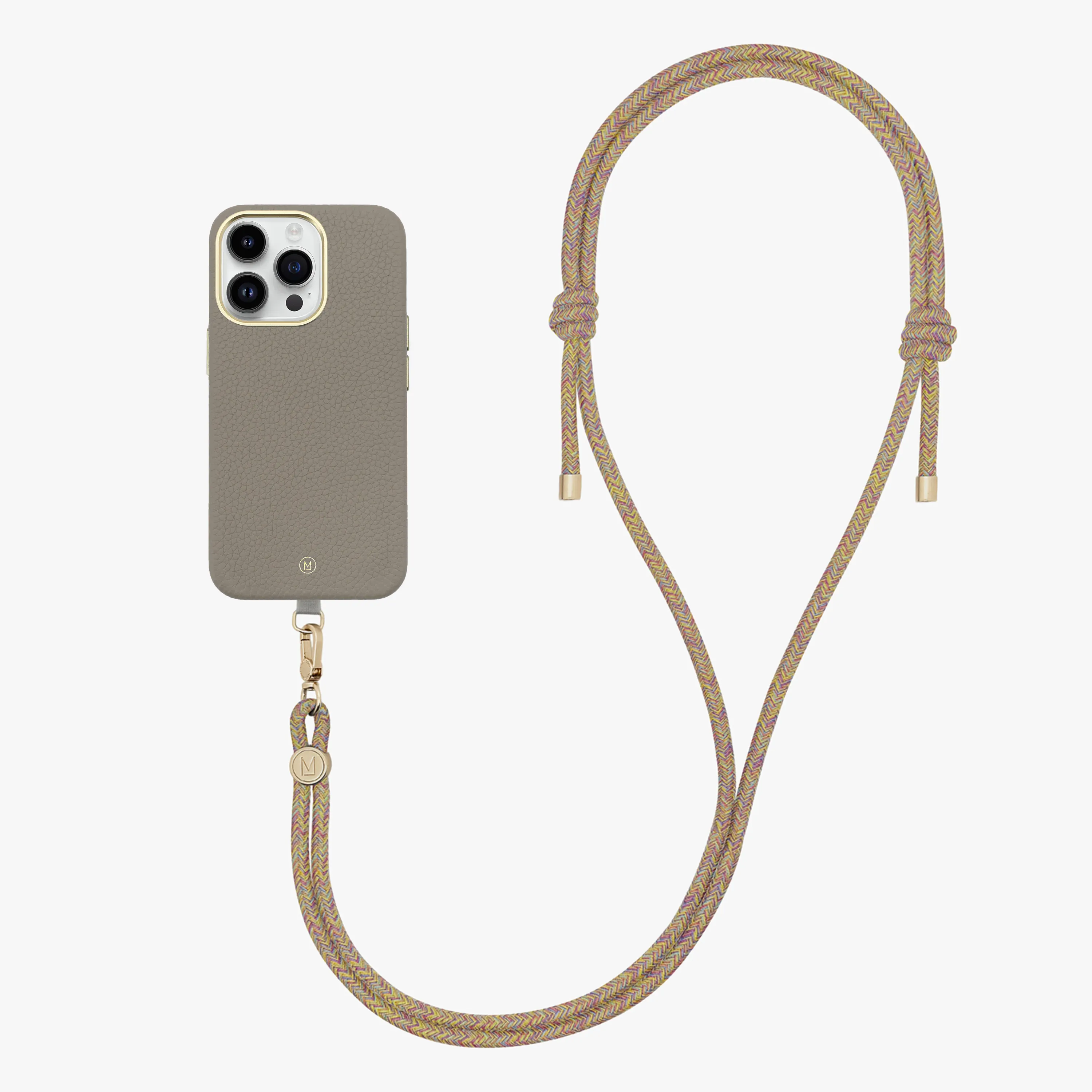 iPhone 16 Pro Max Leather MagSafe Case with Crossbody Rope Strap