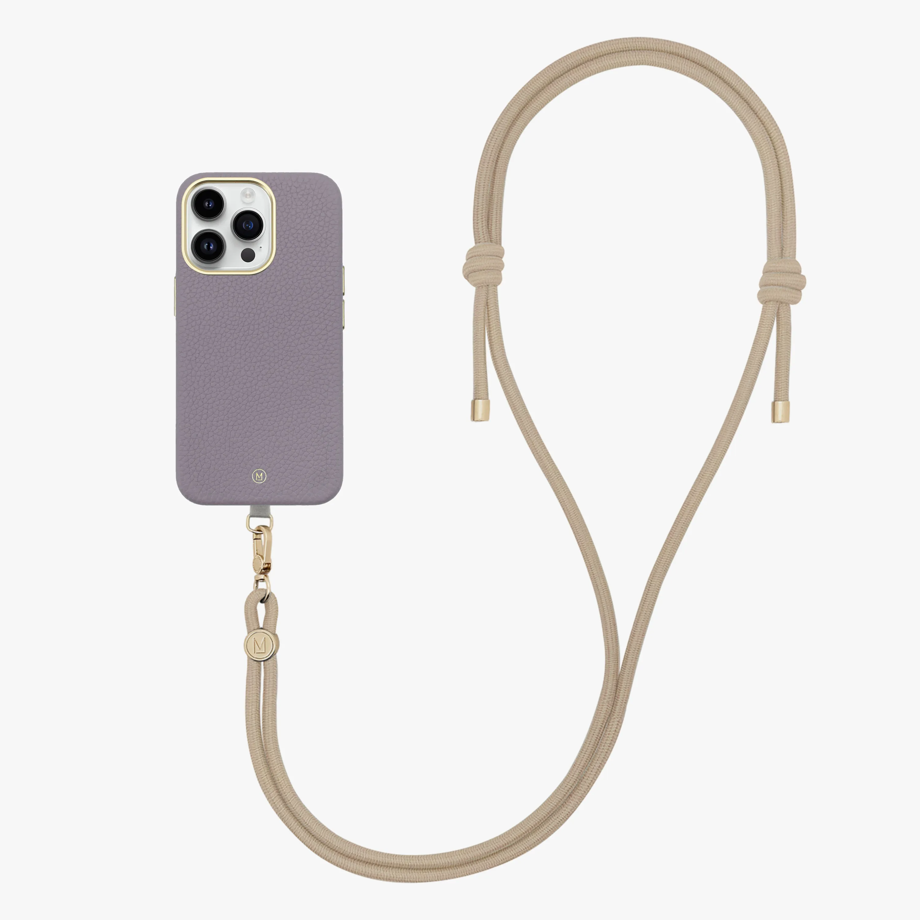 iPhone 16 Pro Max Leather MagSafe Case with Crossbody Rope Strap