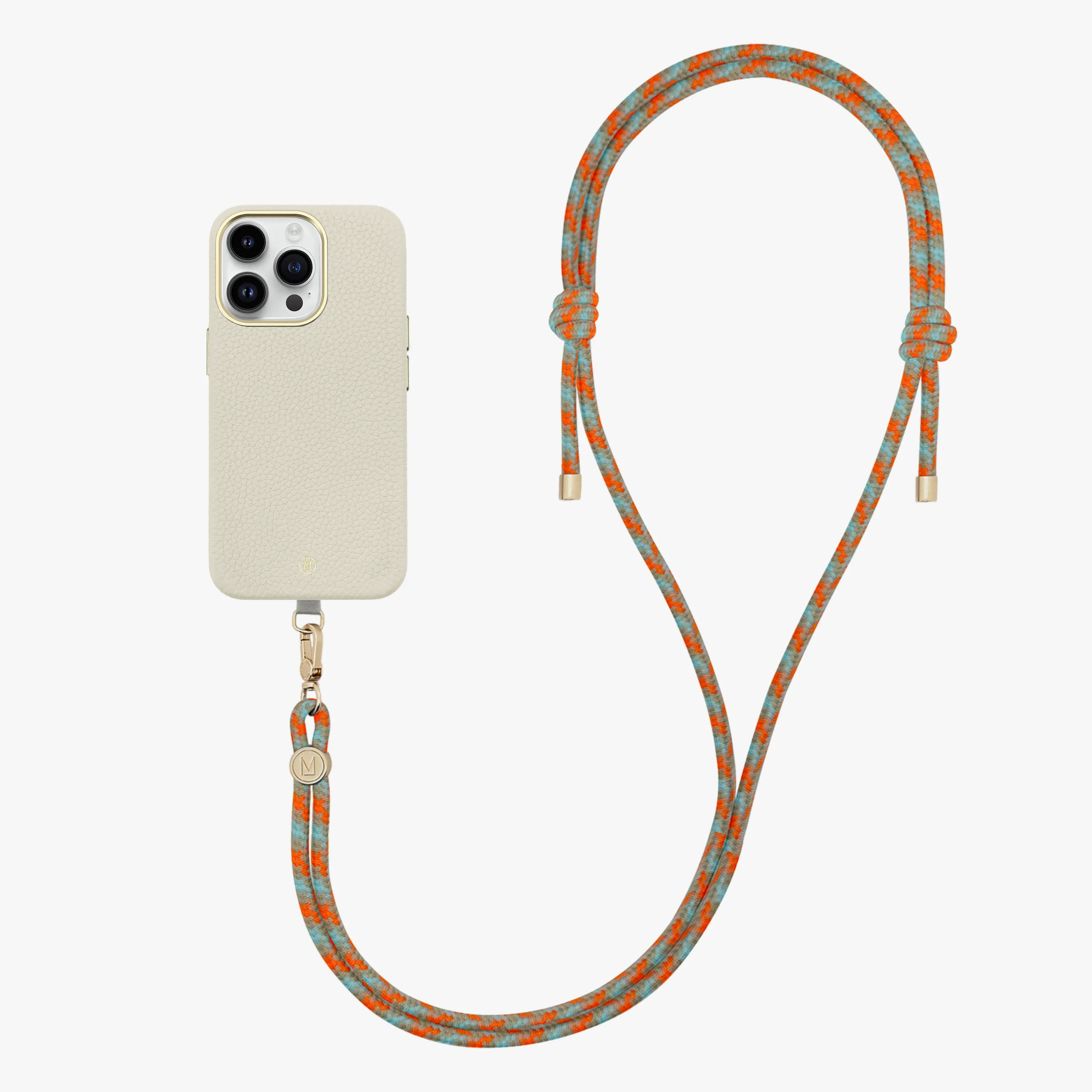iPhone 16 Pro Max Leather MagSafe Case with Crossbody Rope Strap