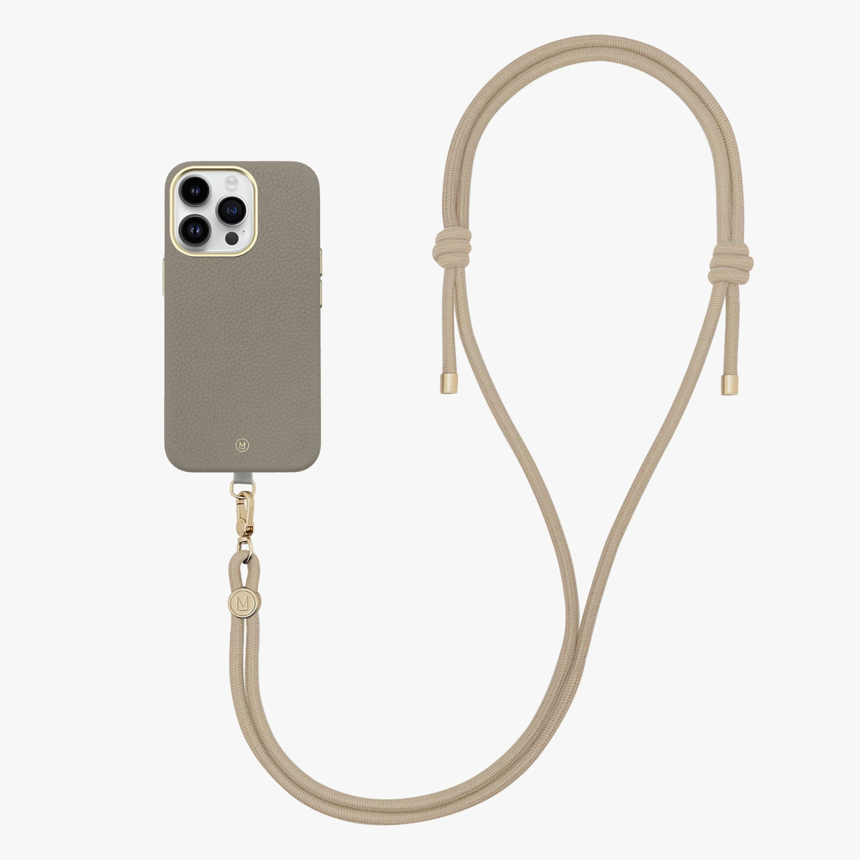 iPhone 16 Pro Max Leather MagSafe Case with Crossbody Rope Strap