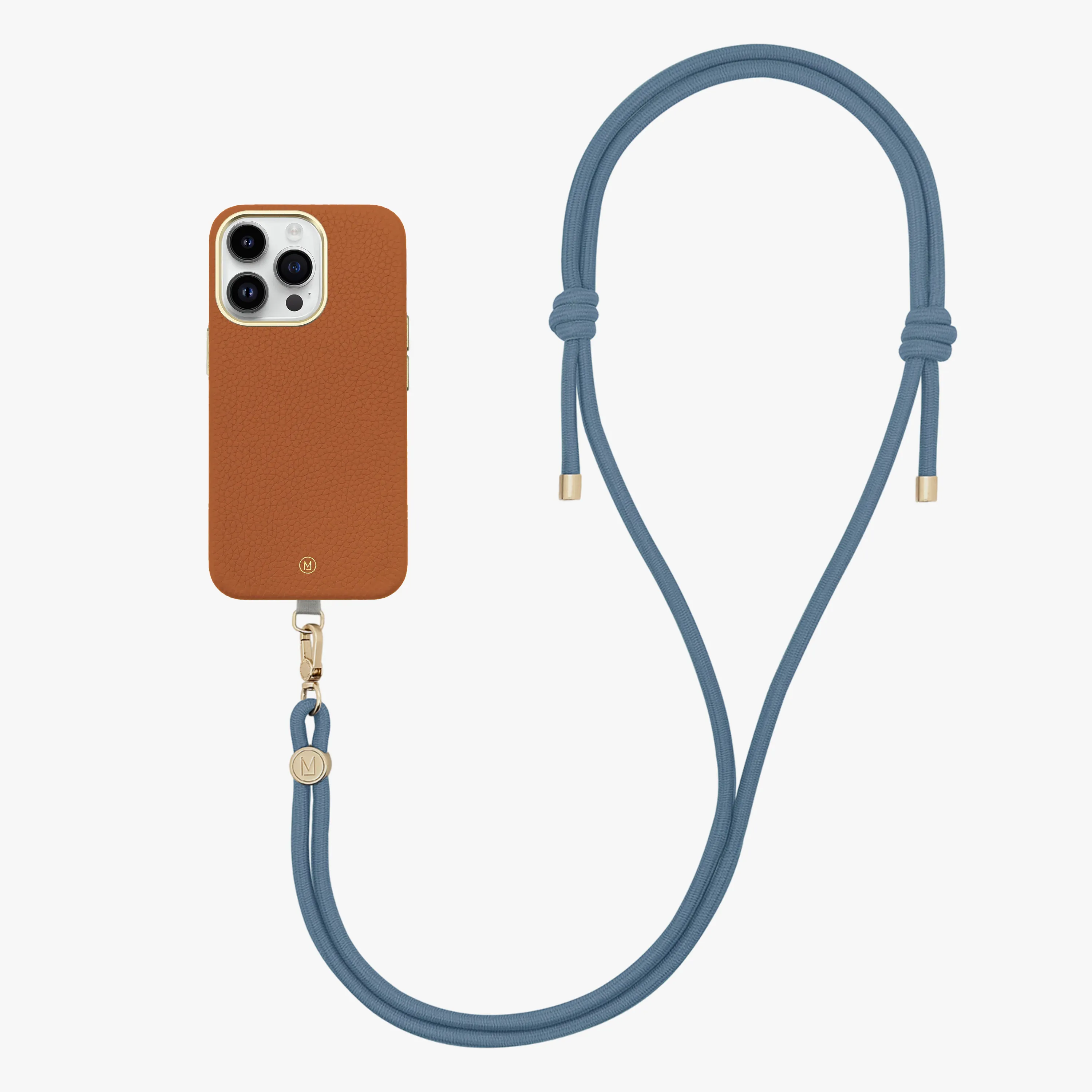 iPhone 16 Pro Max Leather MagSafe Case with Crossbody Rope Strap