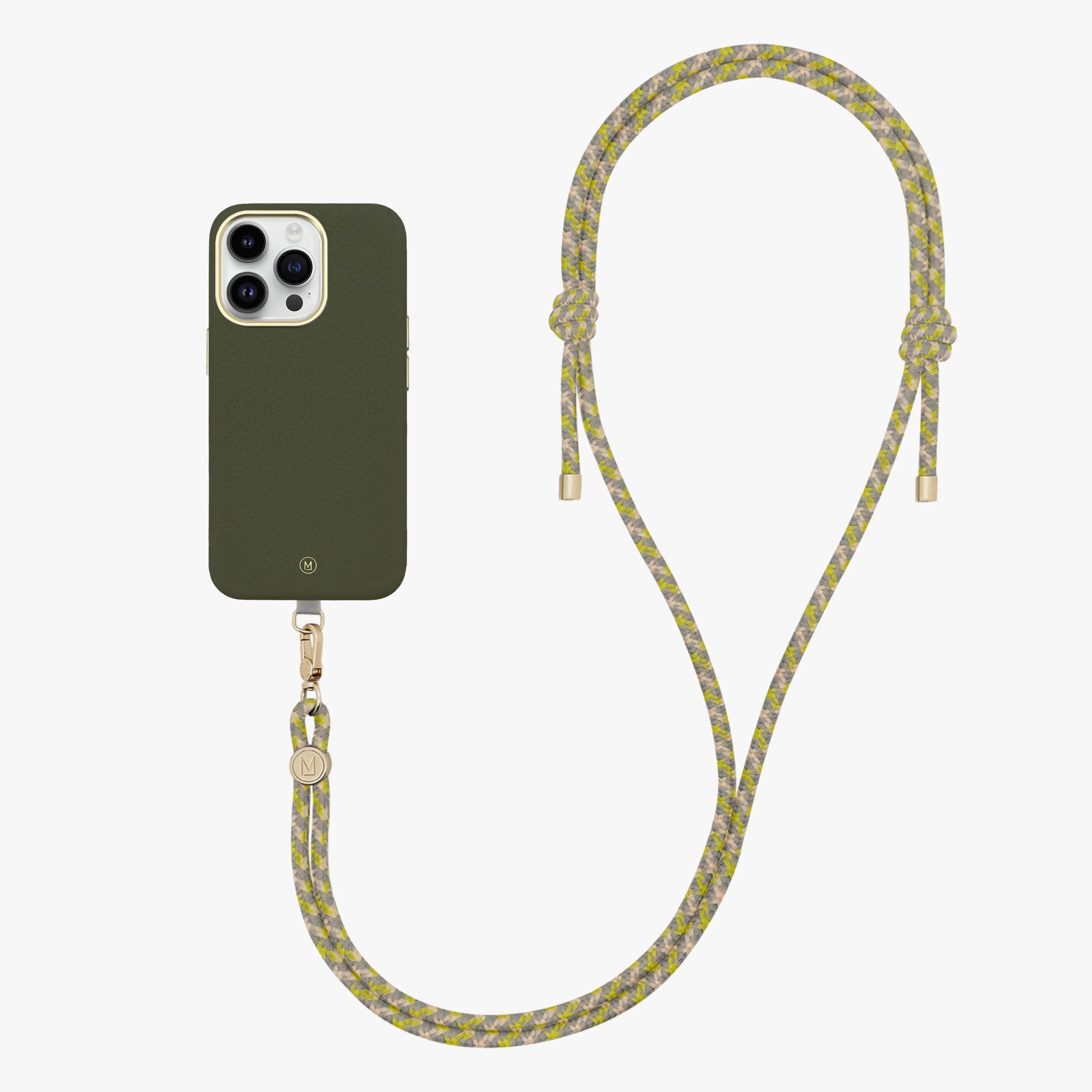 iPhone 16 Pro Max Leather MagSafe Case with Crossbody Rope Strap