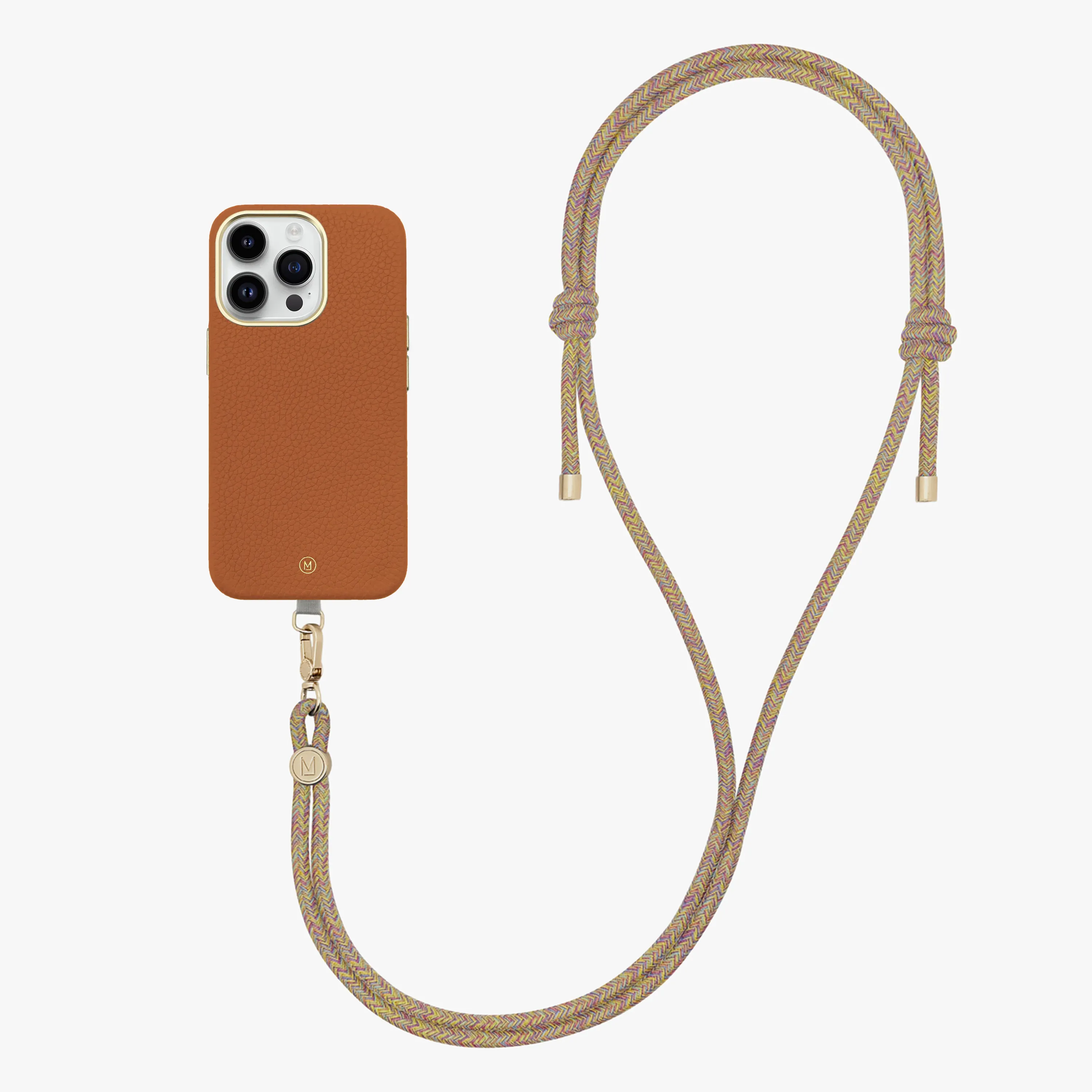 iPhone 16 Pro Max Leather MagSafe Case with Crossbody Rope Strap
