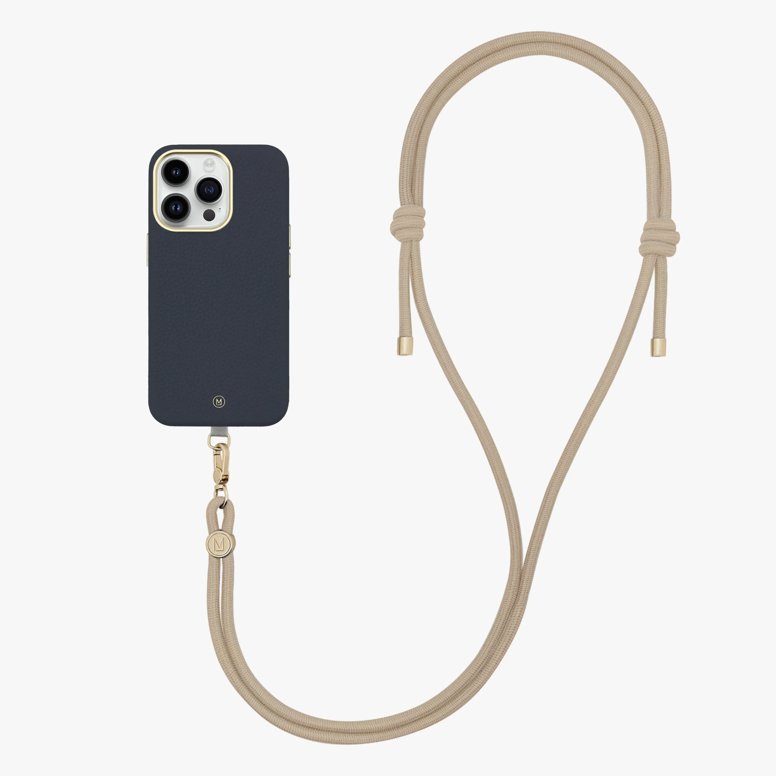 iPhone 16 Pro Max Leather MagSafe Case with Crossbody Rope Strap