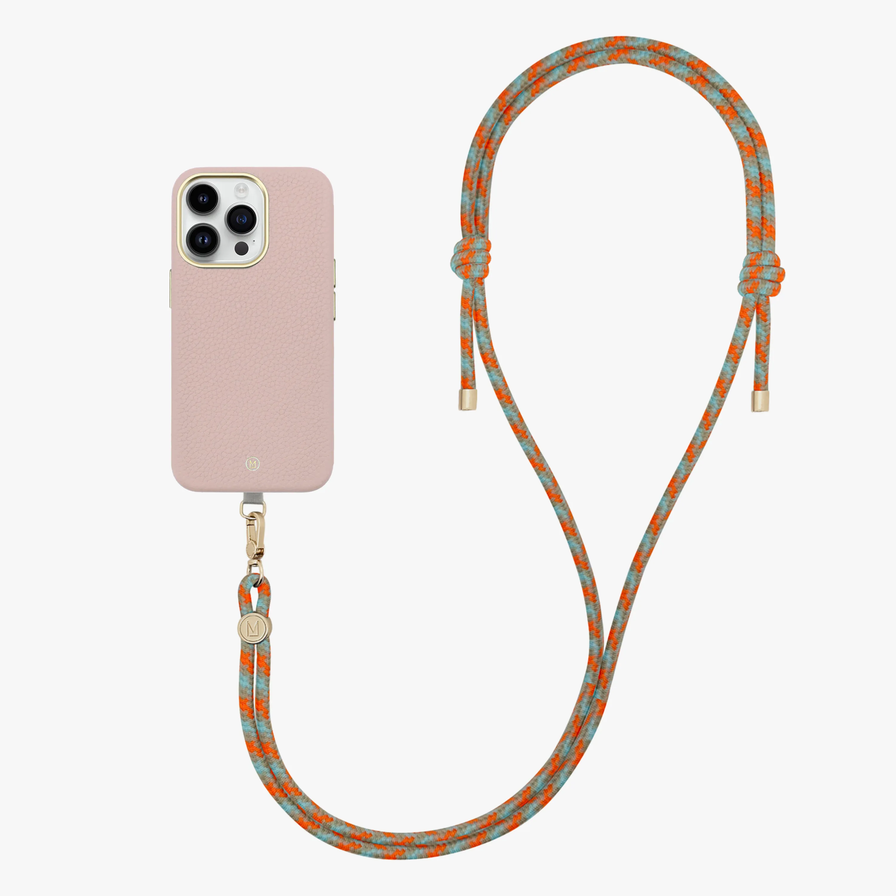 iPhone 16 Pro Max Leather MagSafe Case with Crossbody Rope Strap