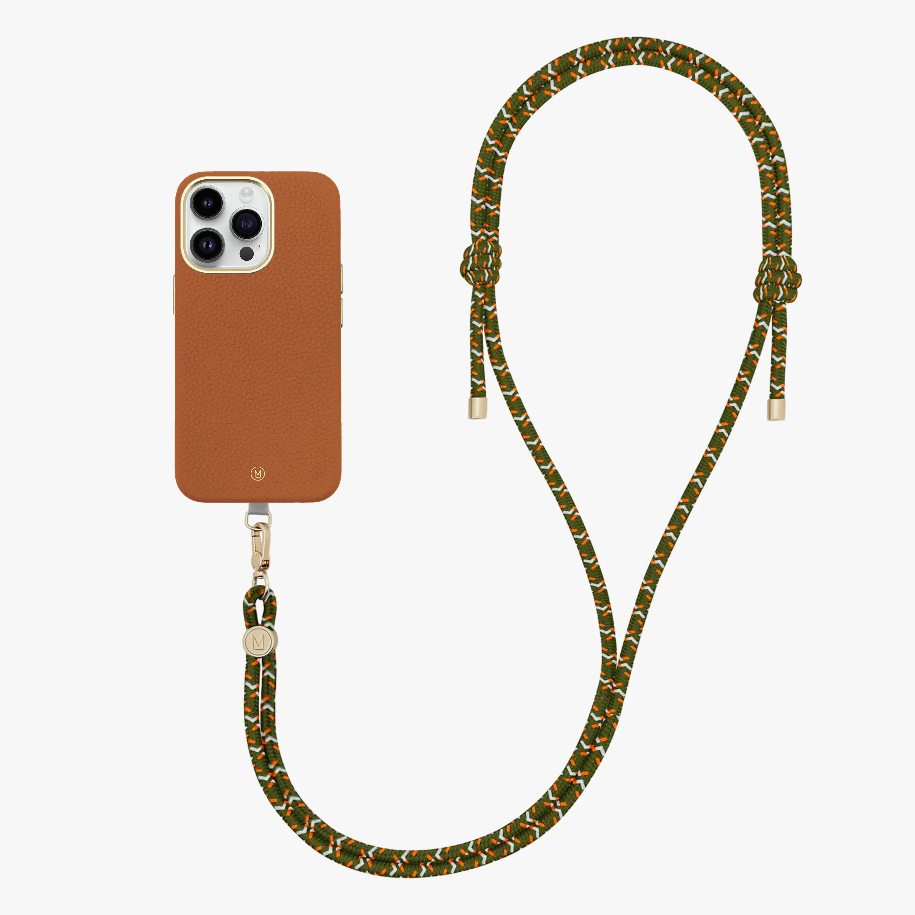 iPhone 16 Pro Max Leather MagSafe Case with Crossbody Rope Strap