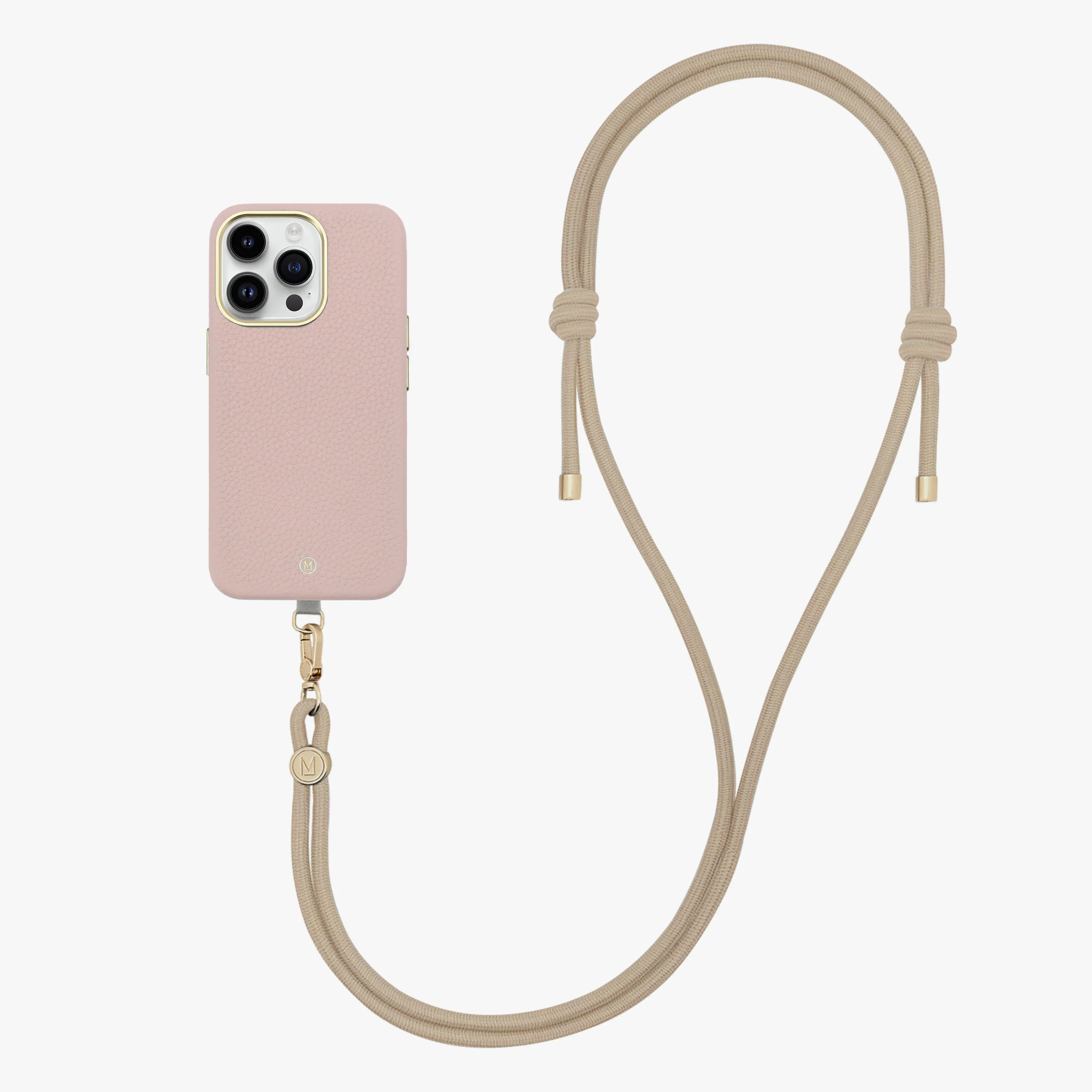 iPhone 16 Pro Max Leather MagSafe Case with Crossbody Rope Strap