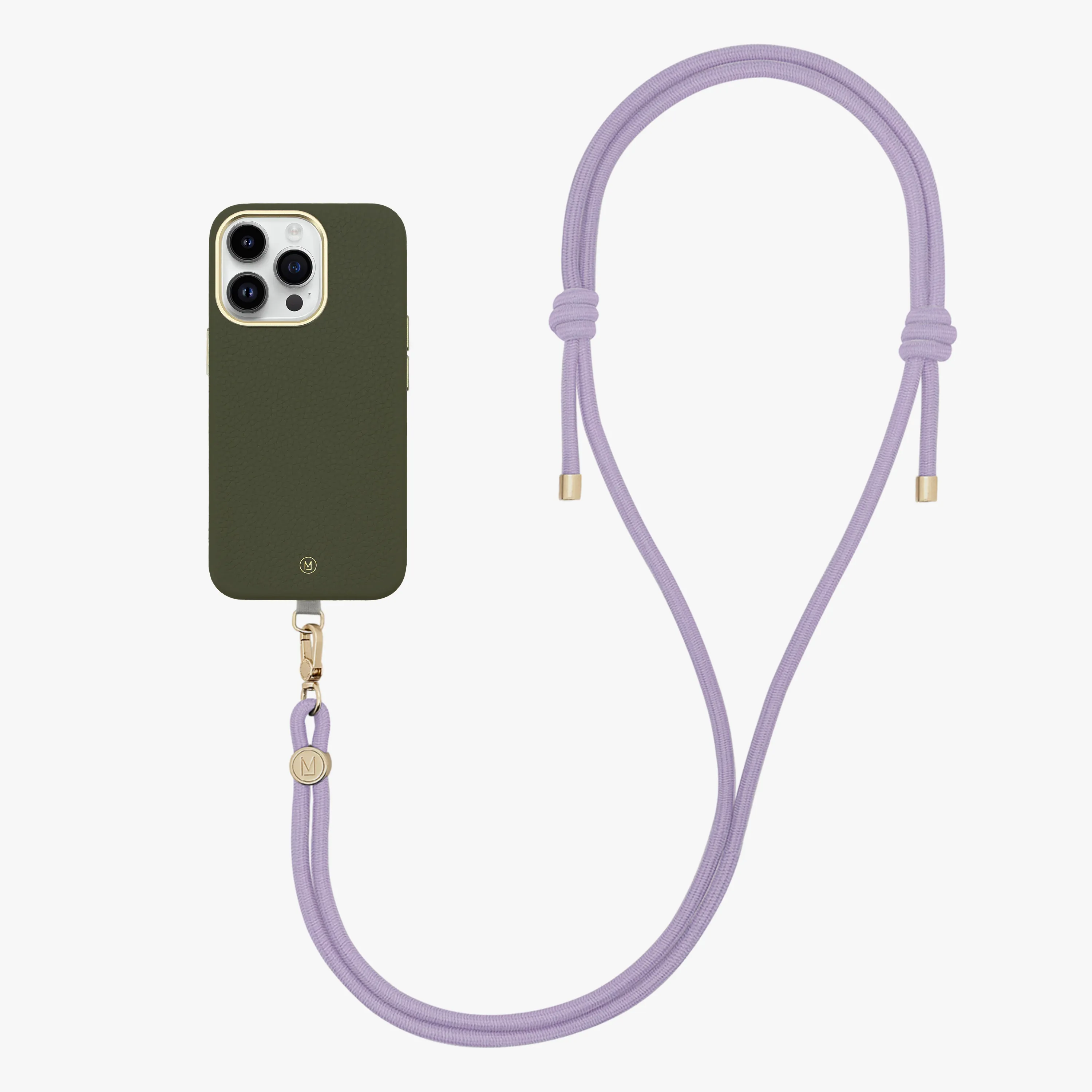 iPhone 16 Pro Max Leather MagSafe Case with Crossbody Rope Strap
