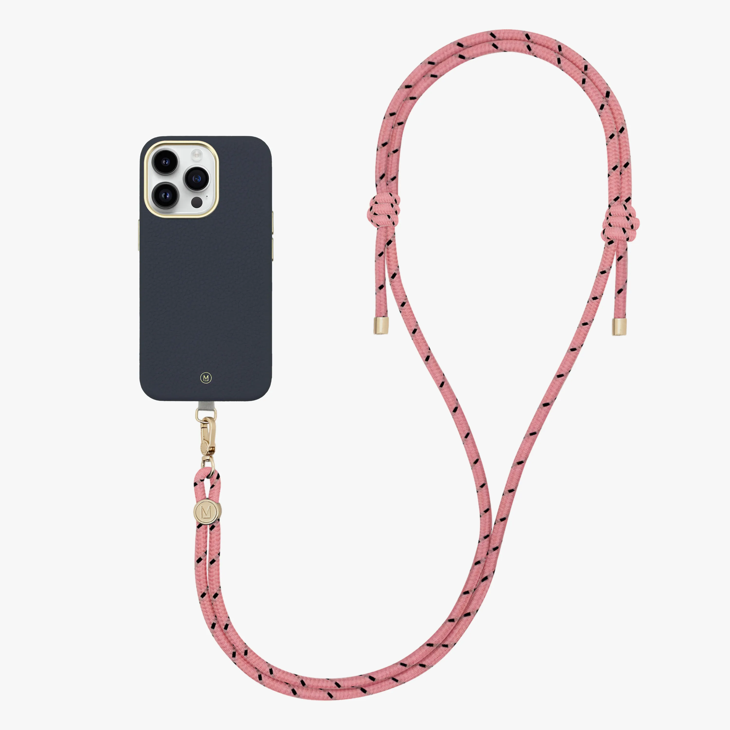 iPhone 16 Pro Max Leather MagSafe Case with Crossbody Rope Strap