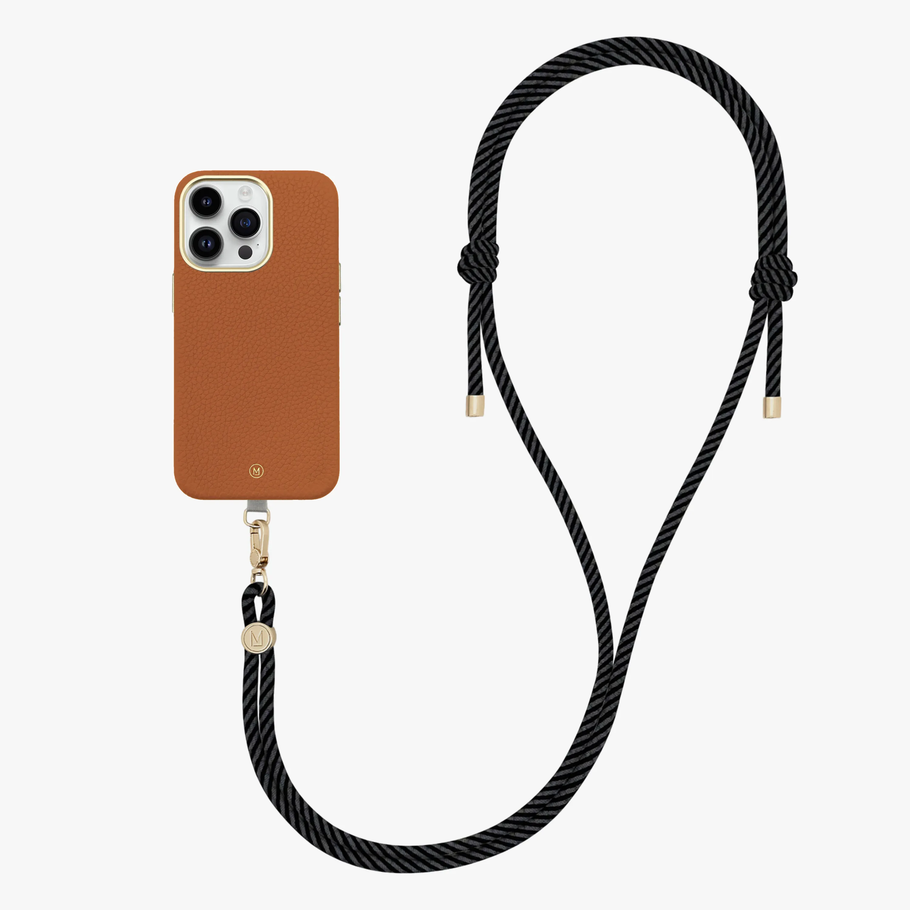 iPhone 16 Pro Max Leather MagSafe Case with Crossbody Rope Strap