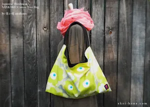 Japanese Handcrafted SANKAKU Tote, Large Floral Yellow ⦿tbml0031
