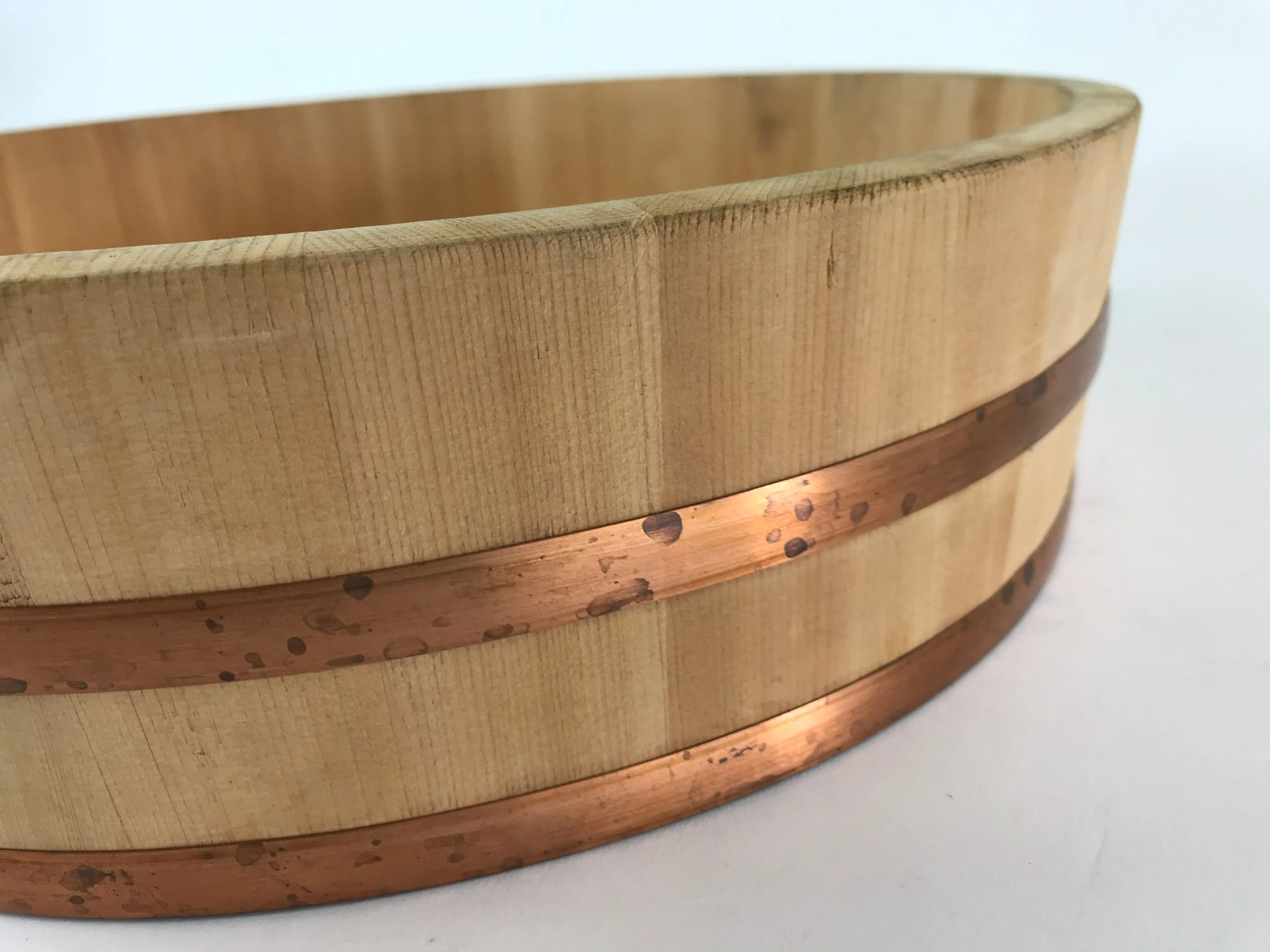 Japanese Handmade Wooden Oke Bucket Sushioke Hangiri Vtg Handai JK432