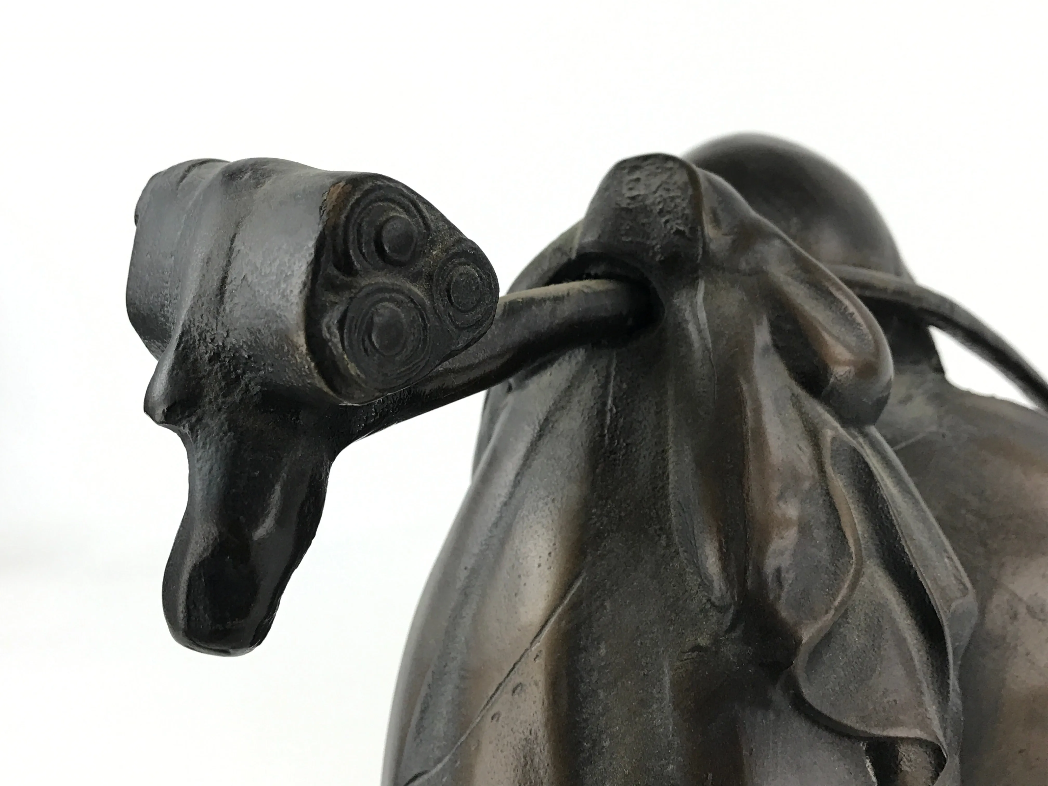 Japanese Iron Hotei Statue 7 Lucky Gods Vtg Good Fortune Happiness Brown BD891