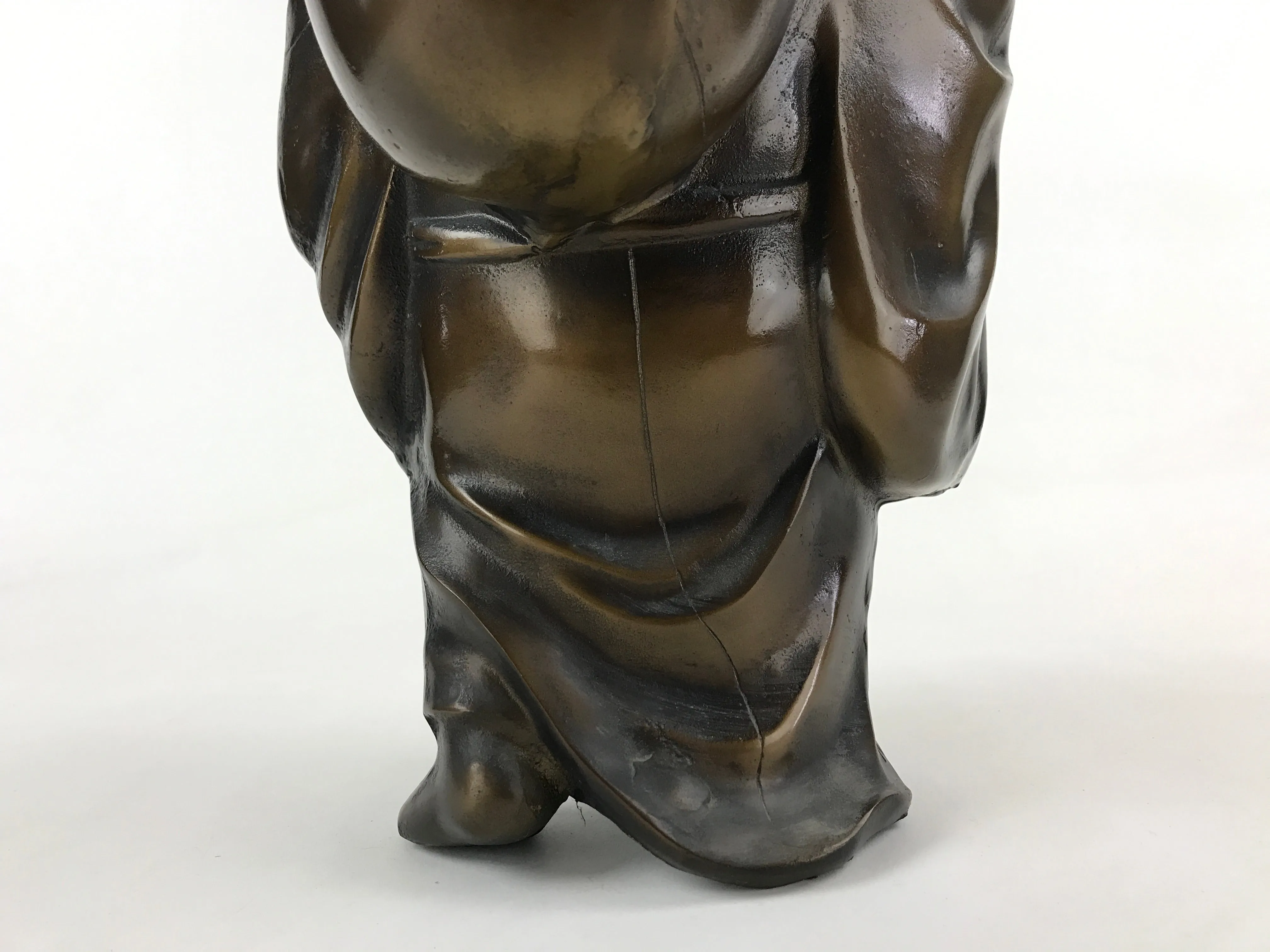 Japanese Iron Hotei Statue 7 Lucky Gods Vtg Good Fortune Happiness Brown BD891
