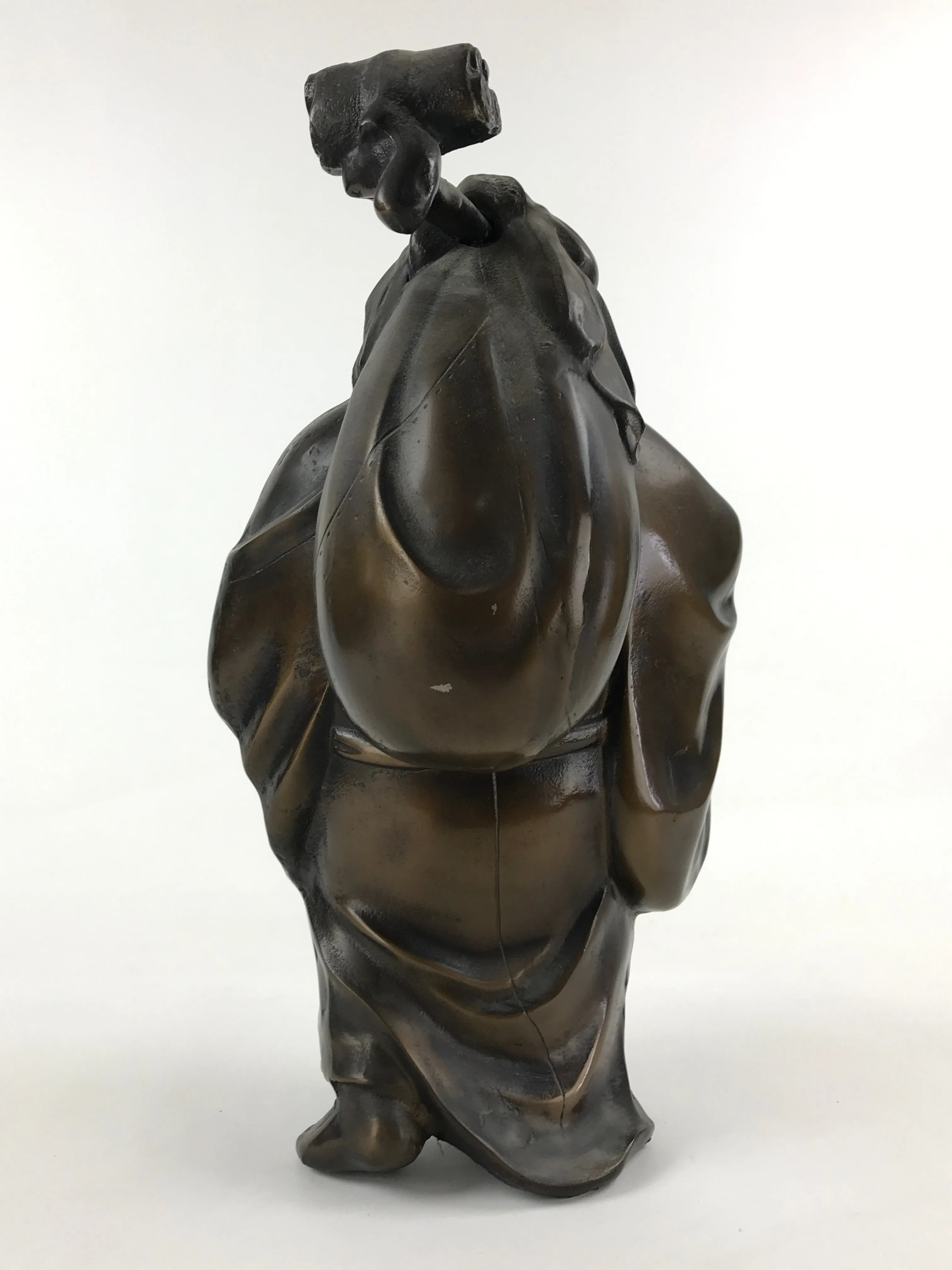 Japanese Iron Hotei Statue 7 Lucky Gods Vtg Good Fortune Happiness Brown BD891