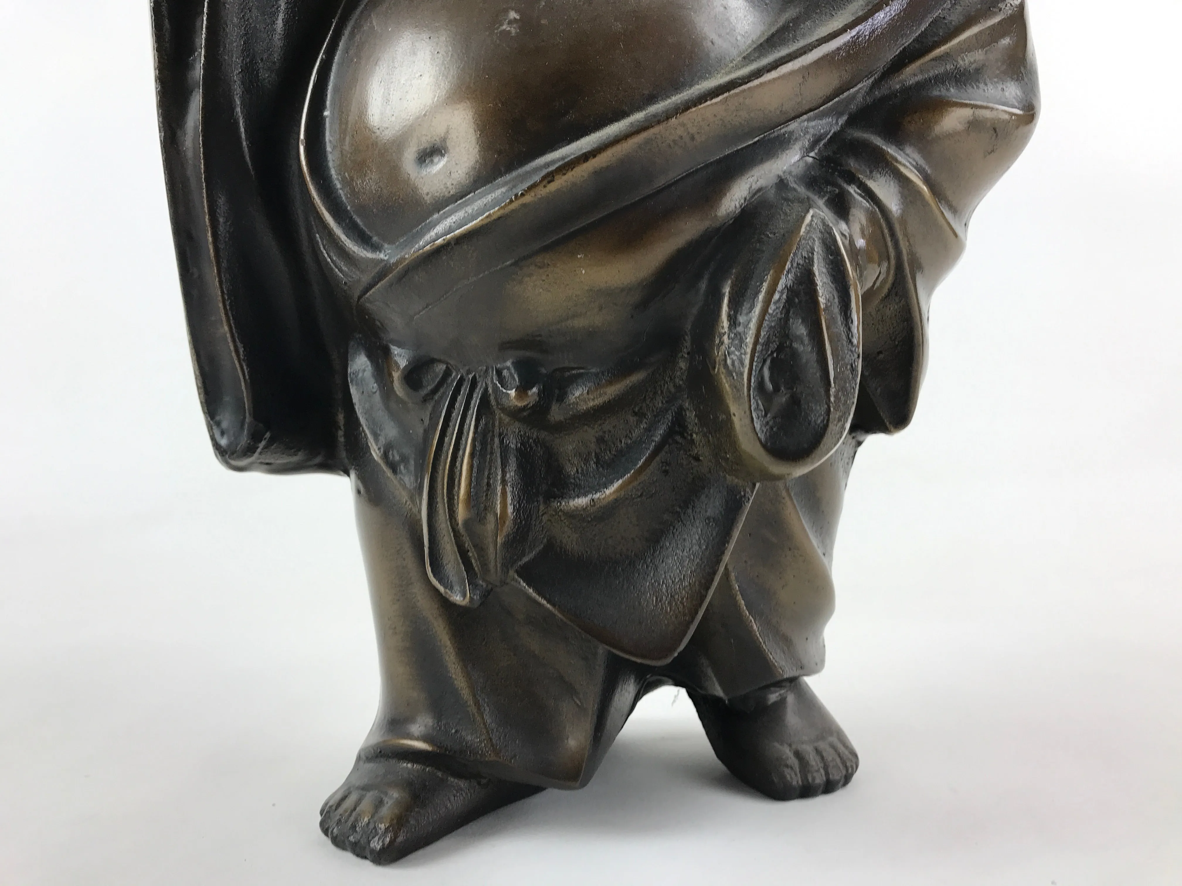 Japanese Iron Hotei Statue 7 Lucky Gods Vtg Good Fortune Happiness Brown BD891
