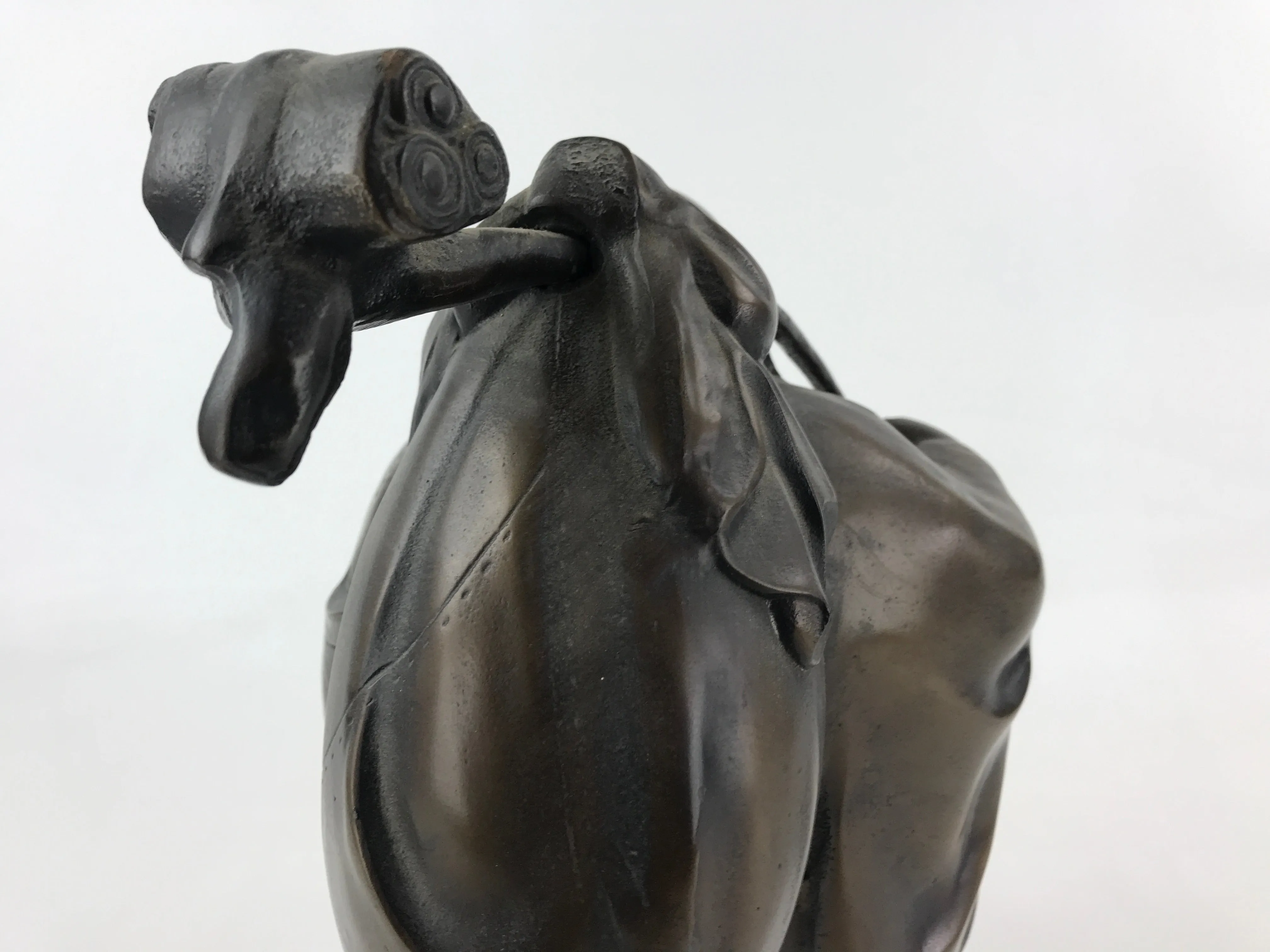 Japanese Iron Hotei Statue 7 Lucky Gods Vtg Good Fortune Happiness Brown BD891