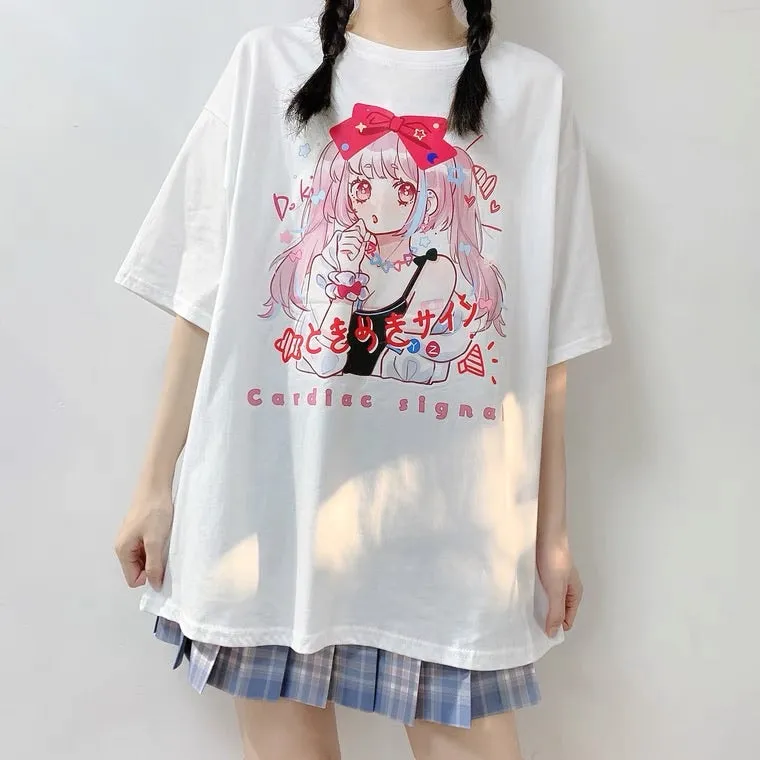 JAPANESE “MANGA GIRL” PASTEL PINK OVERSIZE T-SHIRT BY50060
