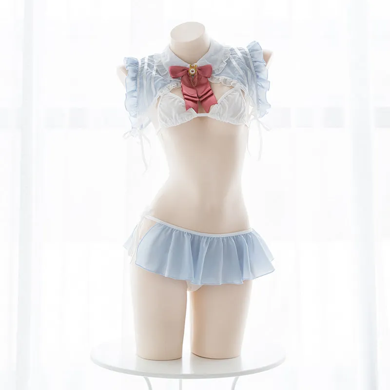 Japanese Ribbon Chiffon Sexy Kawaii Ruffle Anime Cat Bunny Lingerie