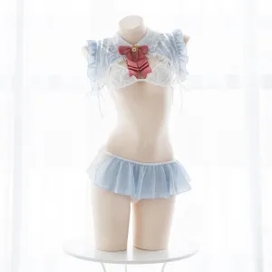 Japanese Ribbon Chiffon Sexy Kawaii Ruffle Anime Cat Bunny Lingerie