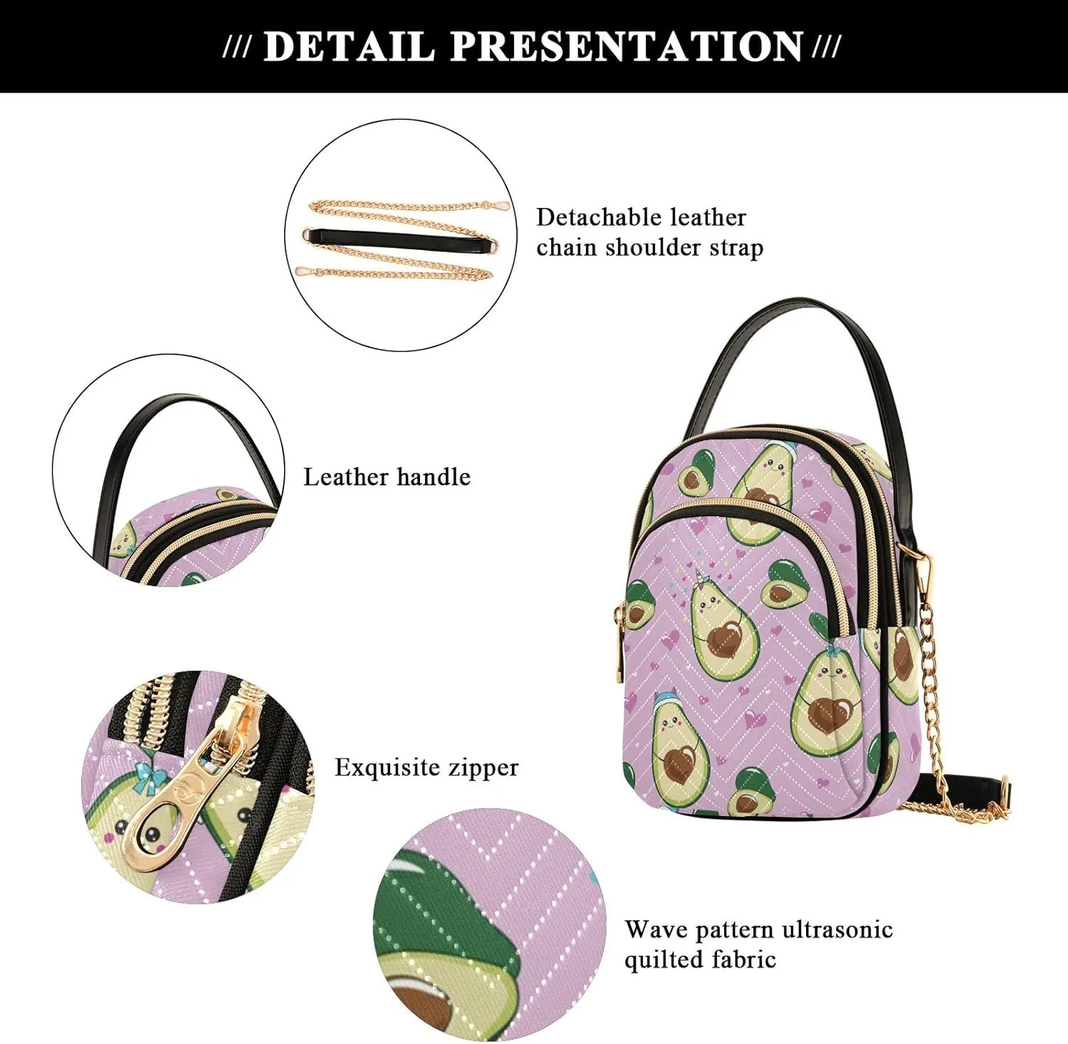 Joisal Cartoon Banana Leaves Travel Crossbody Bags for Women Anti Theft, Womens Handbags Trendy Messenger Bag Crossbody