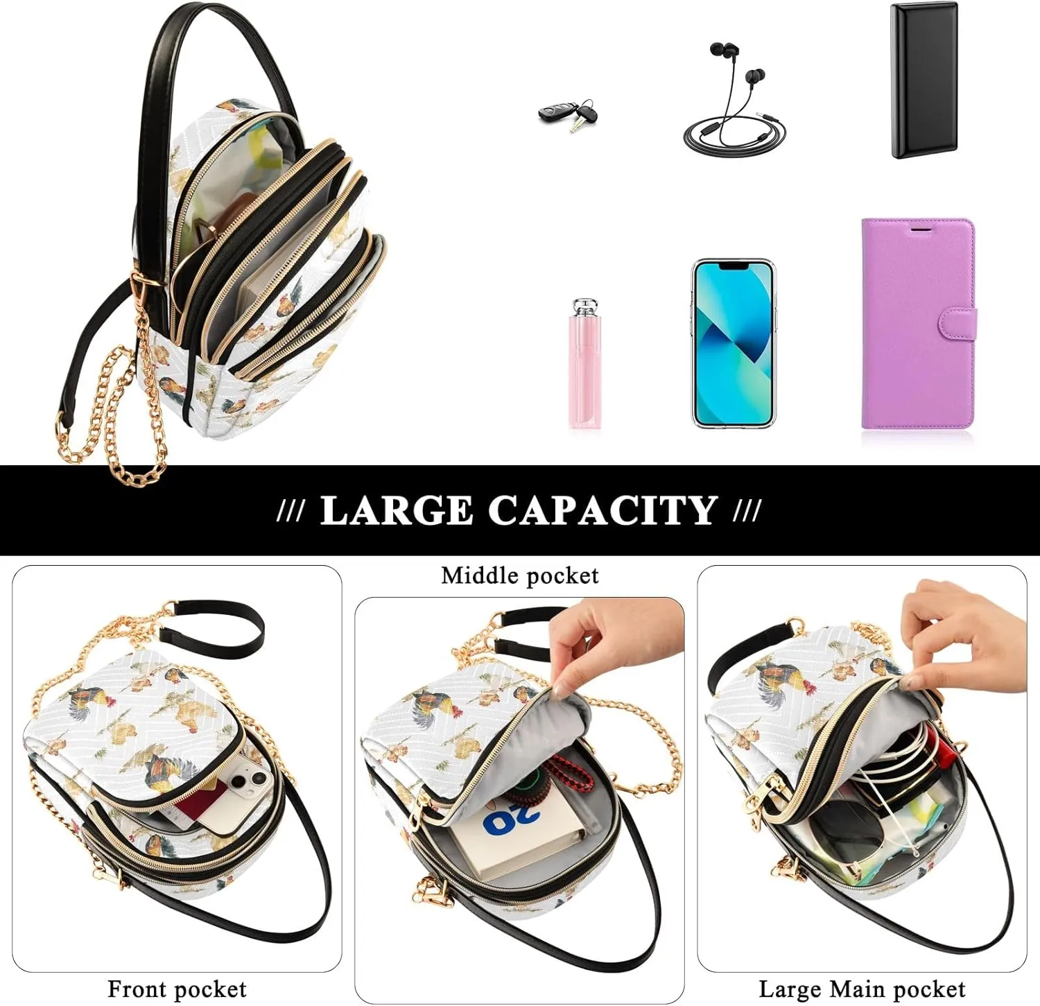 Joisal Cartoon Banana Leaves Travel Crossbody Bags for Women Anti Theft, Womens Handbags Trendy Messenger Bag Crossbody