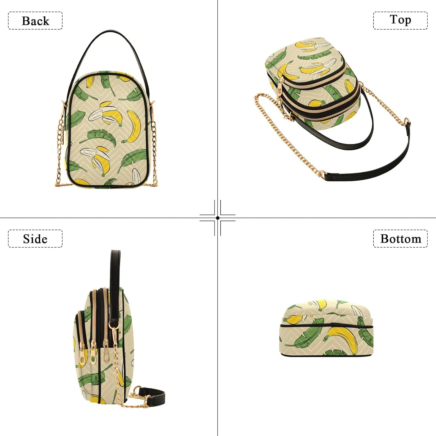 Joisal Cartoon Banana Leaves Travel Crossbody Bags for Women Anti Theft, Womens Handbags Trendy Messenger Bag Crossbody