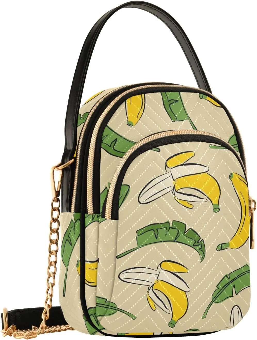 Joisal Cartoon Banana Leaves Travel Crossbody Bags for Women Anti Theft, Womens Handbags Trendy Messenger Bag Crossbody