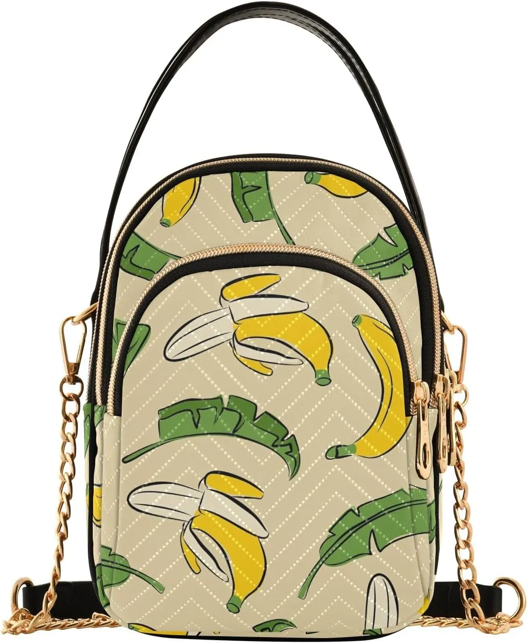 Joisal Cartoon Banana Leaves Travel Crossbody Bags for Women Anti Theft, Womens Handbags Trendy Messenger Bag Crossbody