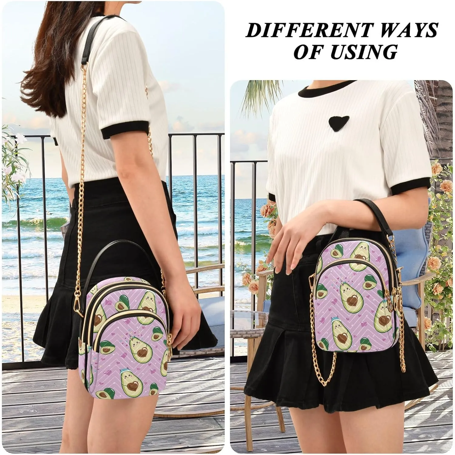 Joisal Cartoon Banana Leaves Travel Crossbody Bags for Women Anti Theft, Womens Handbags Trendy Messenger Bag Crossbody