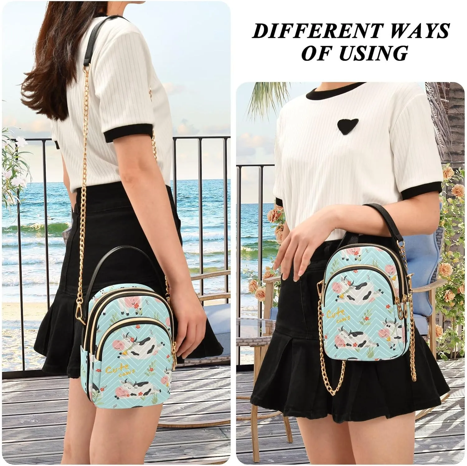 Joisal Cartoon Banana Leaves Travel Crossbody Bags for Women Anti Theft, Womens Handbags Trendy Messenger Bag Crossbody
