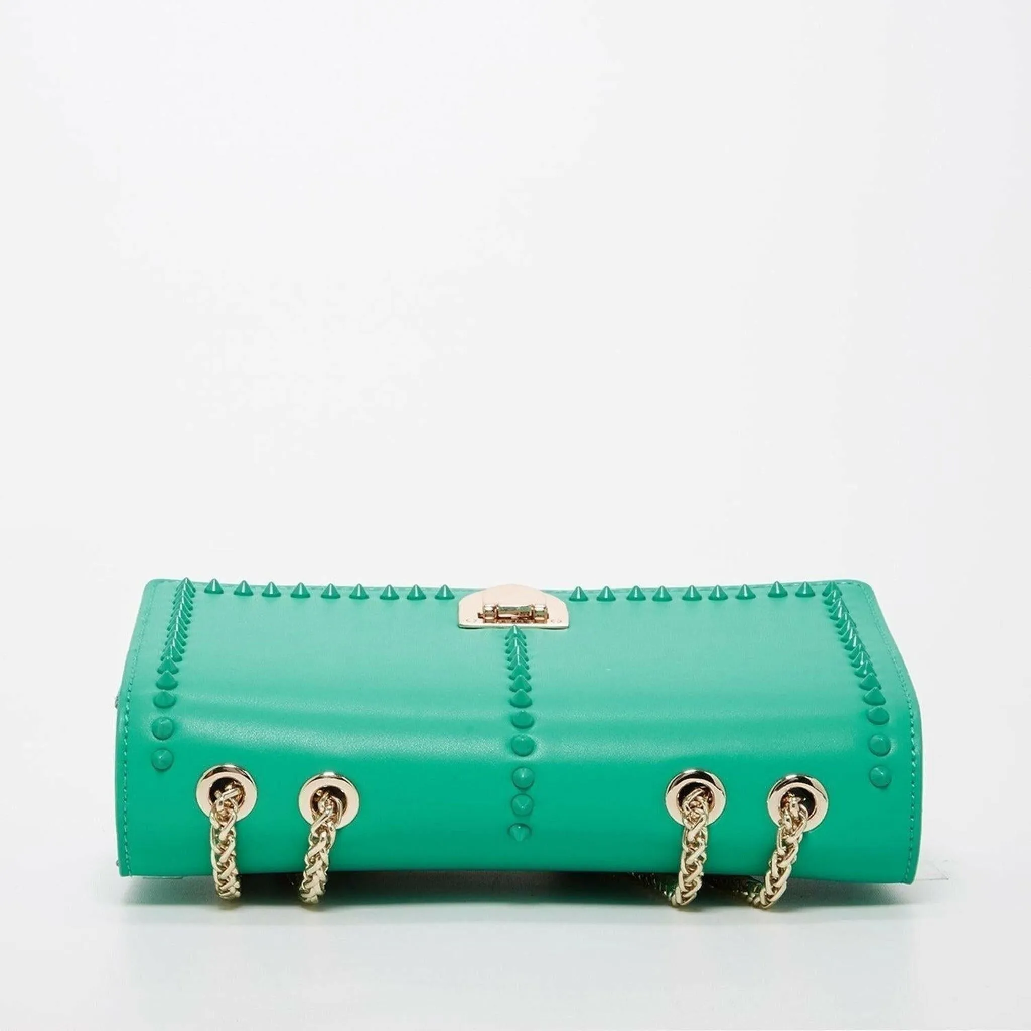 Josie Leather Bag With Chain Strap in Green