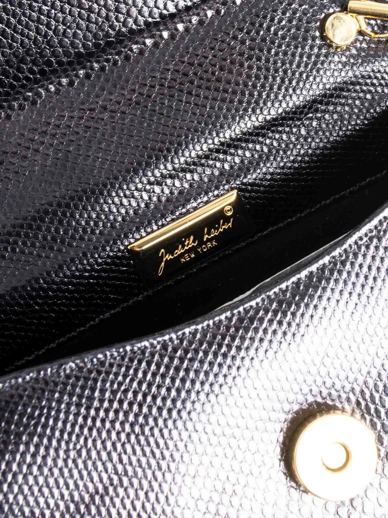 Judith Leiber Python Leather Crystal Tassel Flap Messenger Bag Black