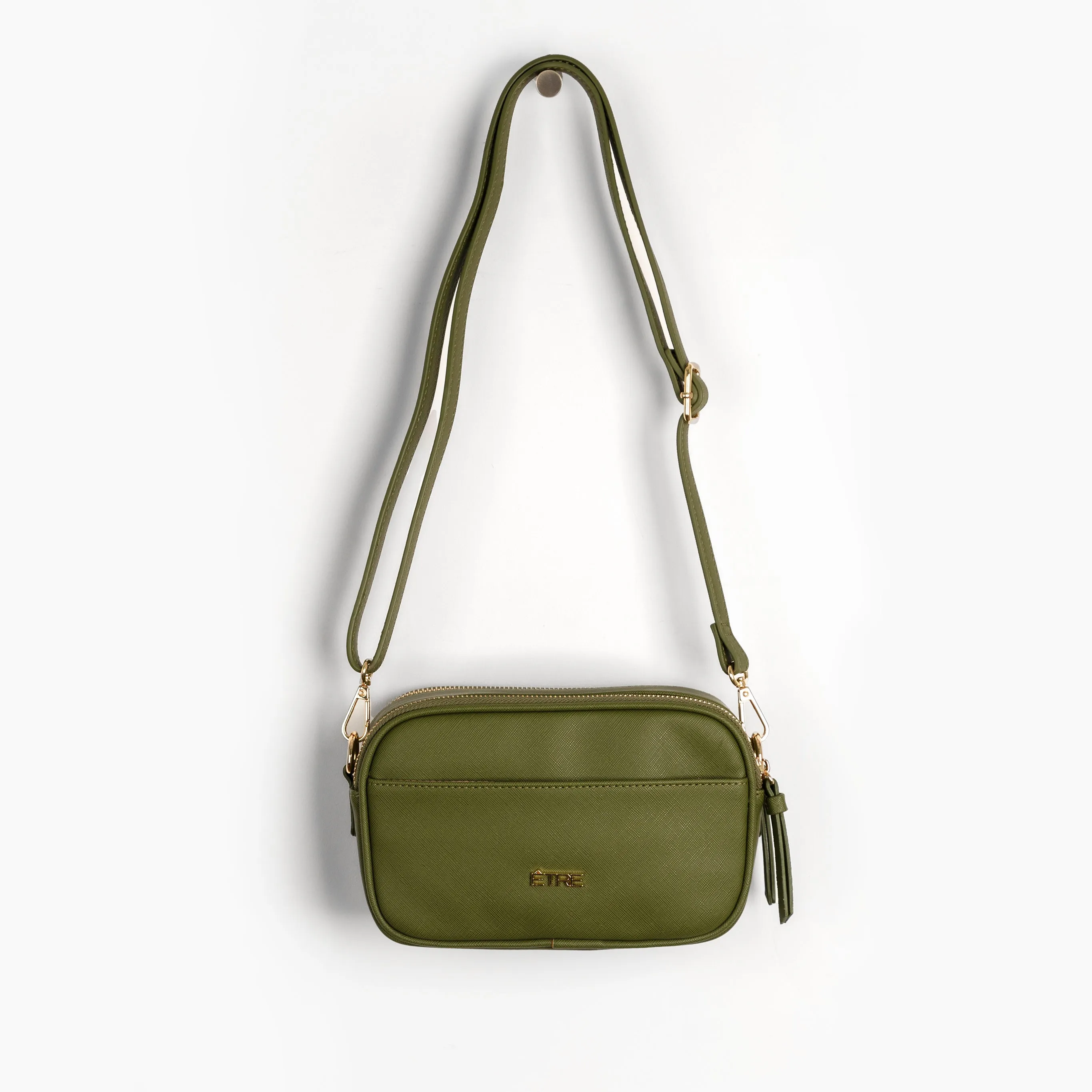 Juniper Crossbody Bag - Khaki, Textured PU