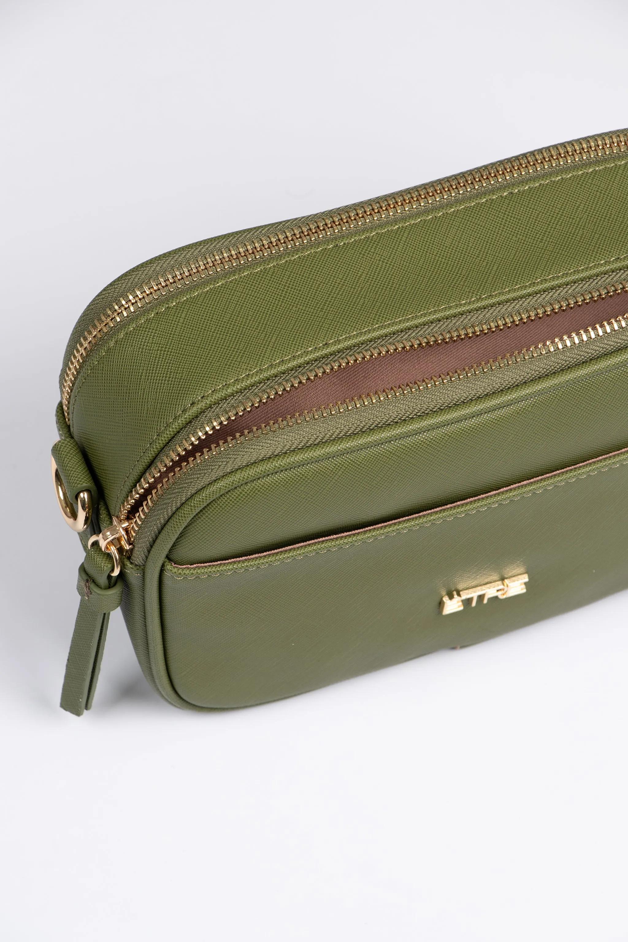 Juniper Crossbody Bag - Khaki, Textured PU