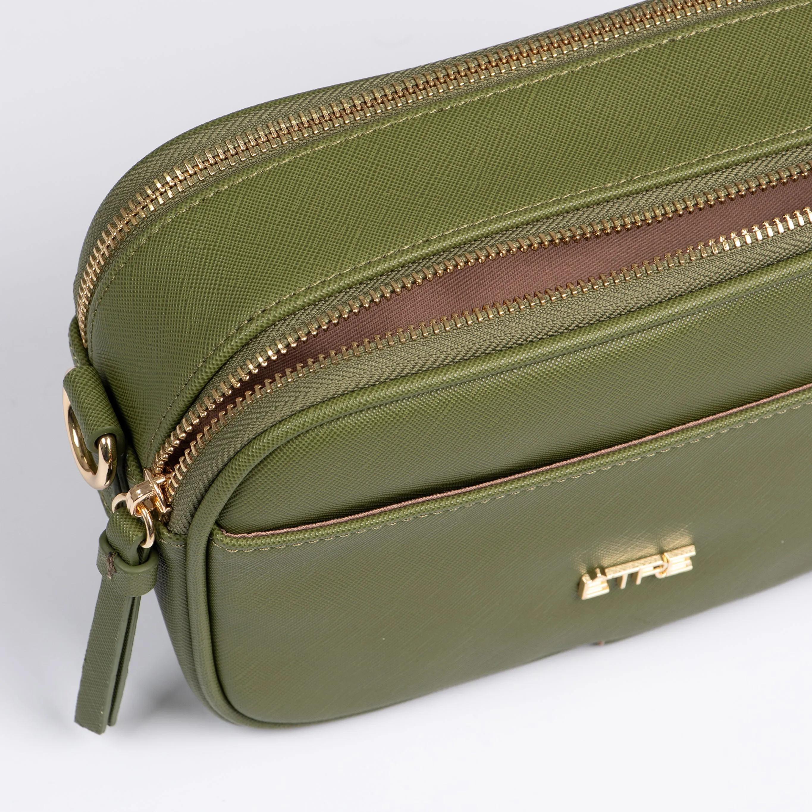 Juniper Crossbody Bag - Khaki, Textured PU