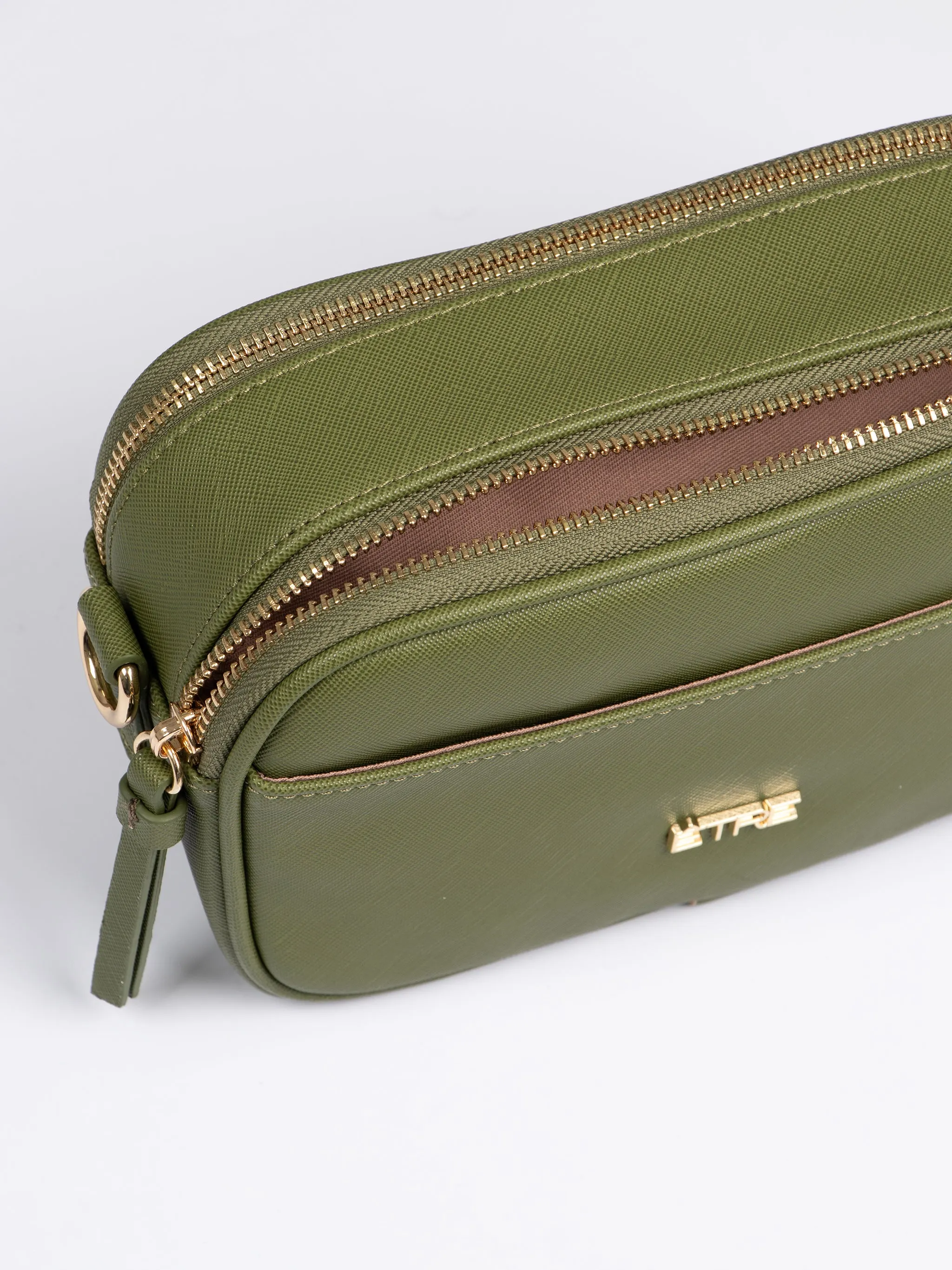 Juniper Crossbody Bag - Khaki, Textured PU